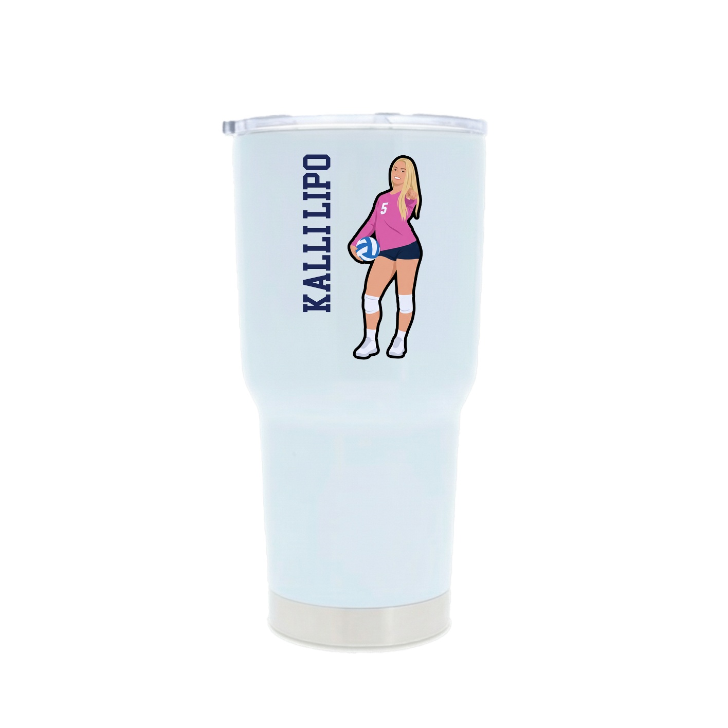 30oz Stainless Steel Tumbler — Name Vertical in White