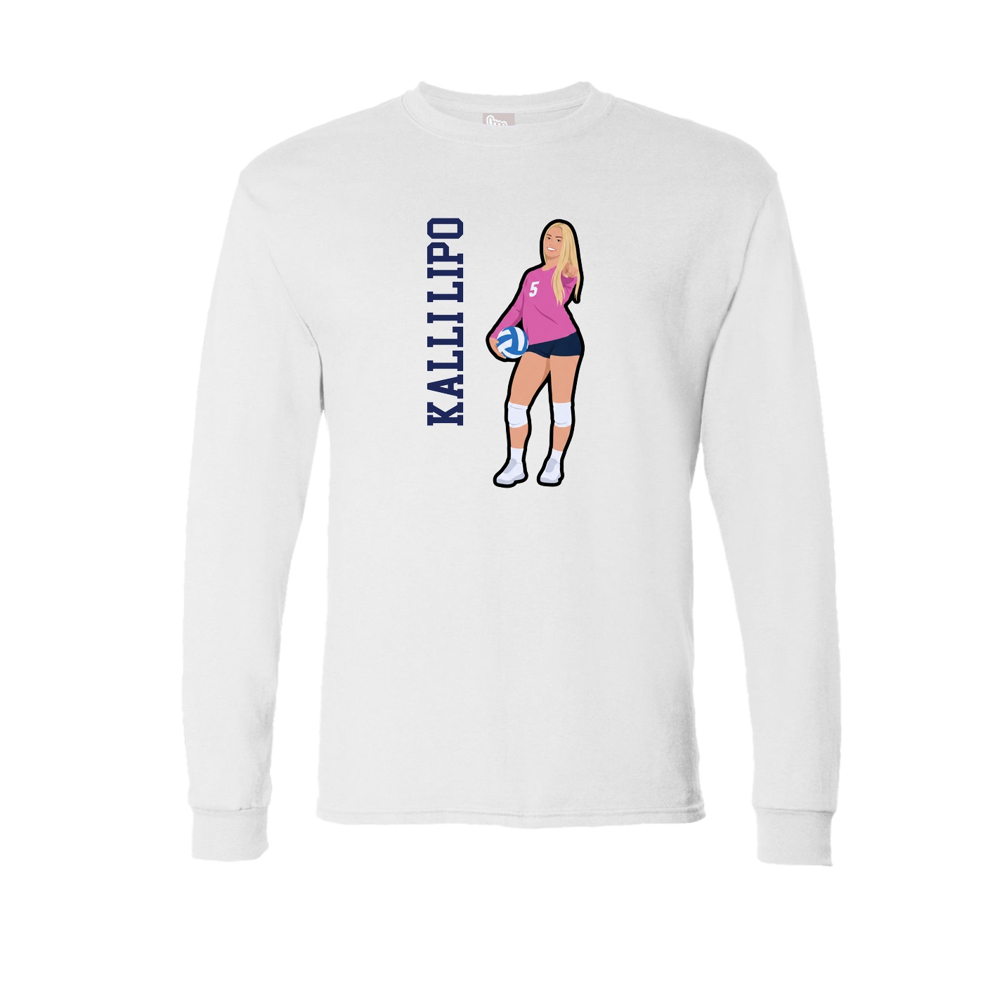 Long Sleeve Tee — Name Vertical in White