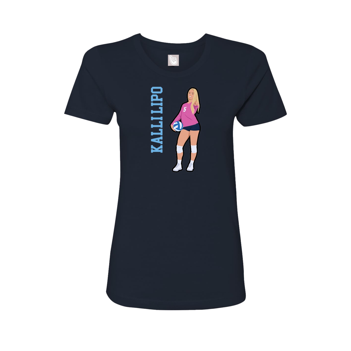 Fitted Women's Tee — Name Vertical in Navy