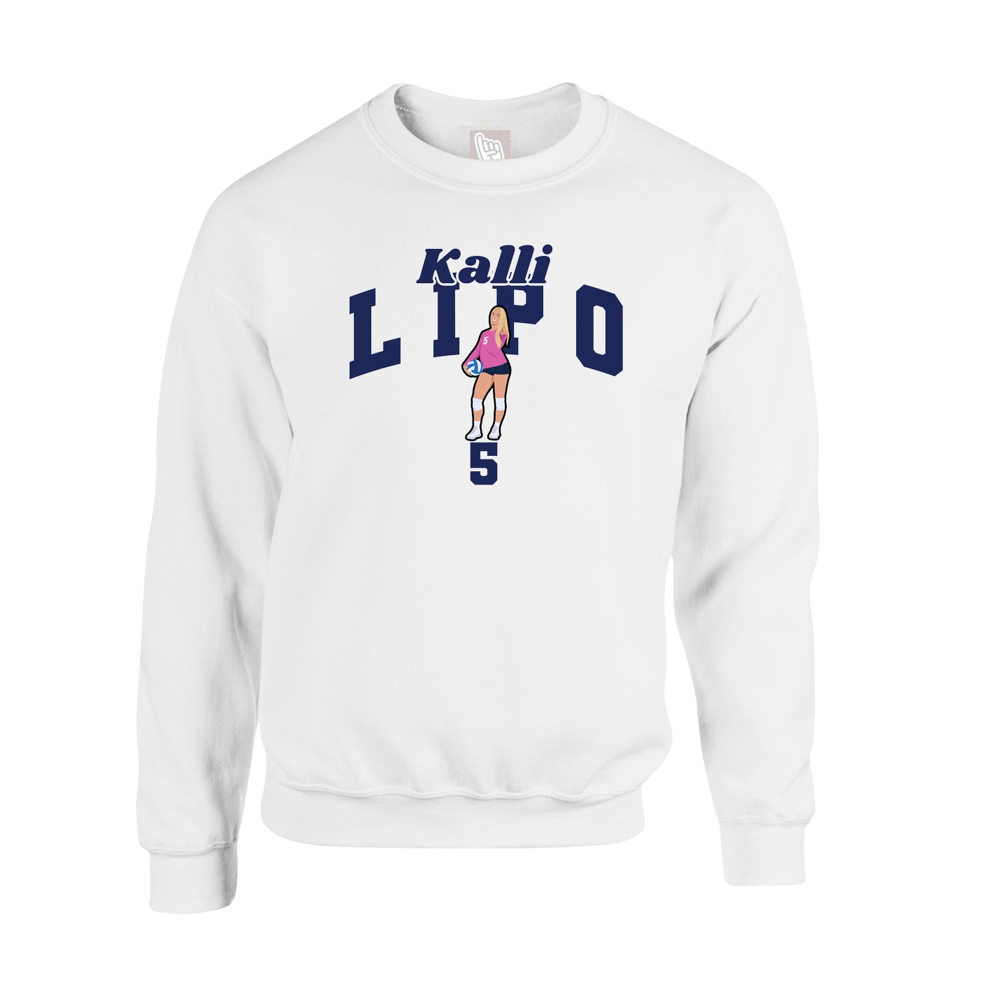 Fleece Crew — Signature Arch in White