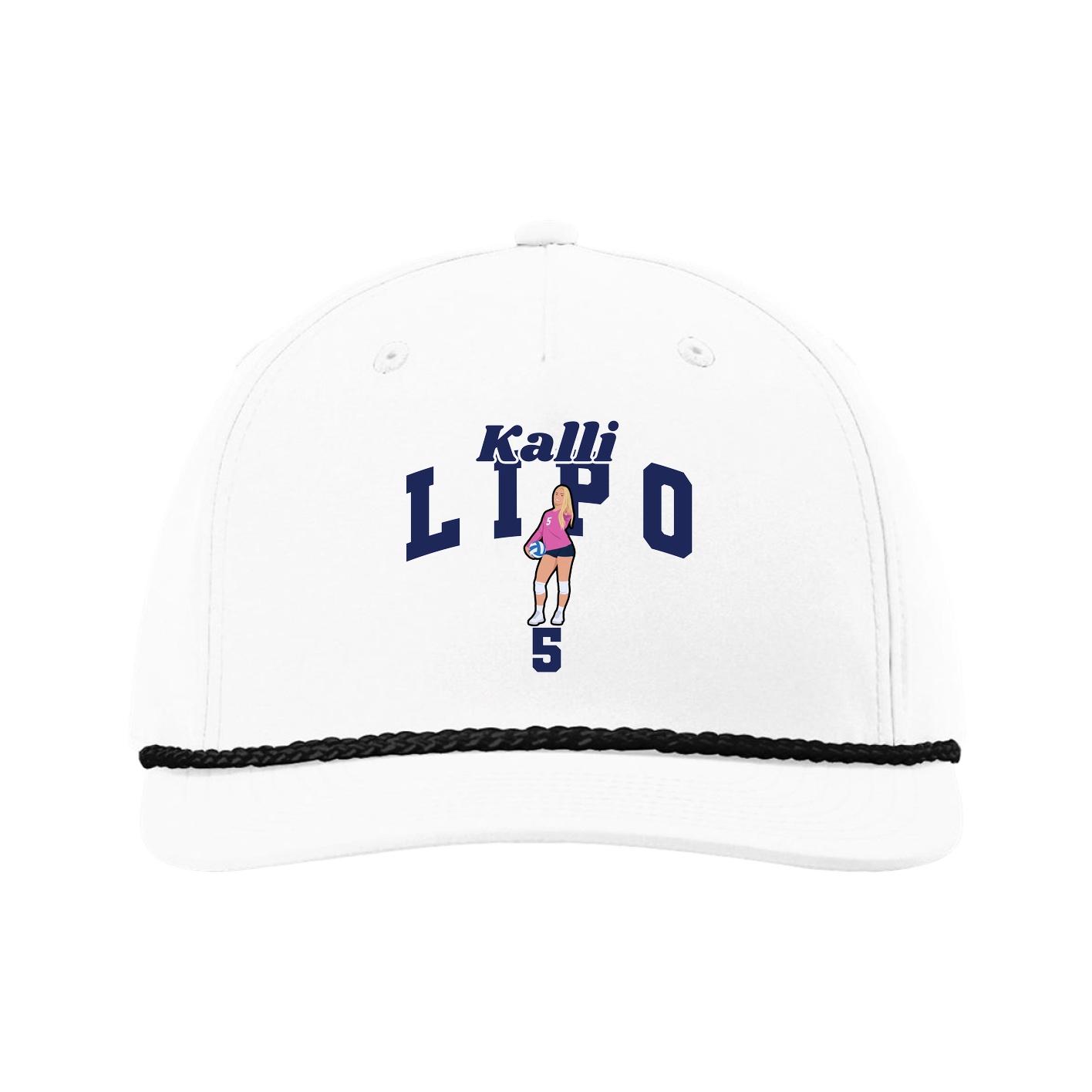 Five-Panel Classic Rope Cap — Signature Arch in White