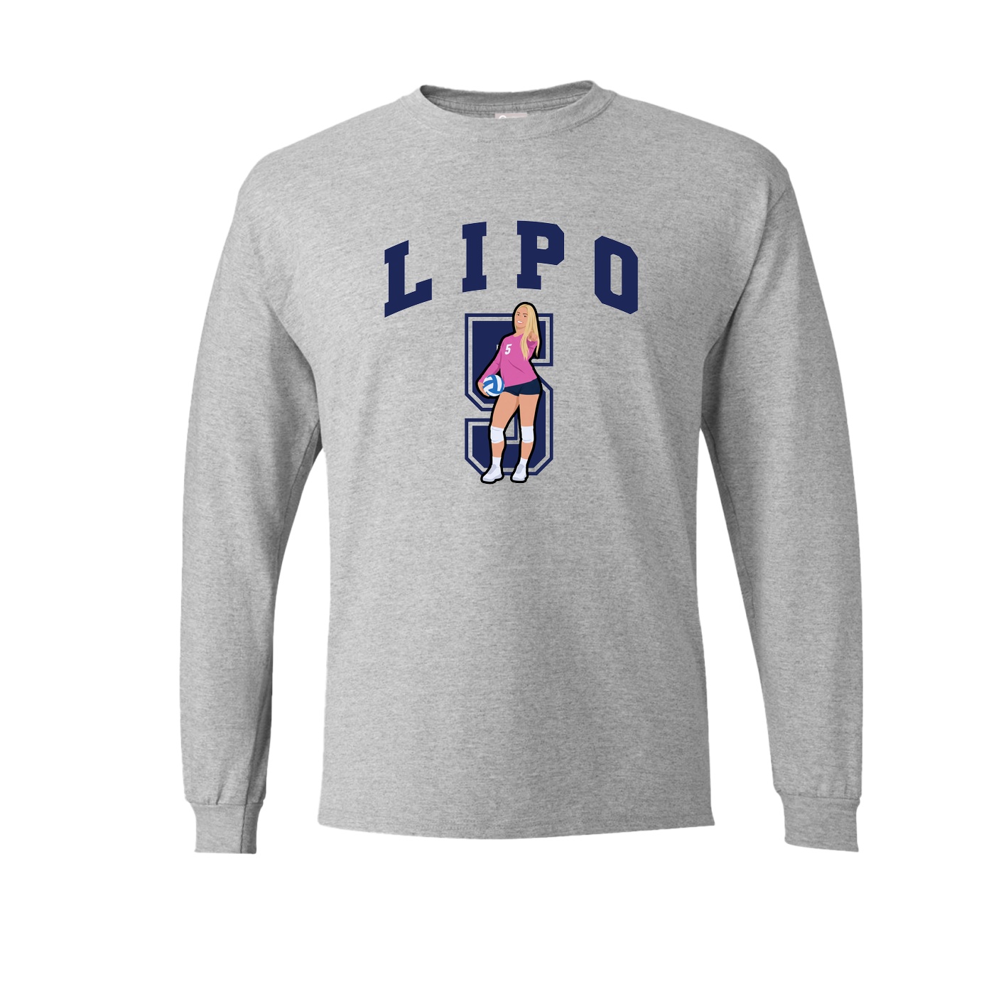 Long Sleeve Tee — Number in Grey