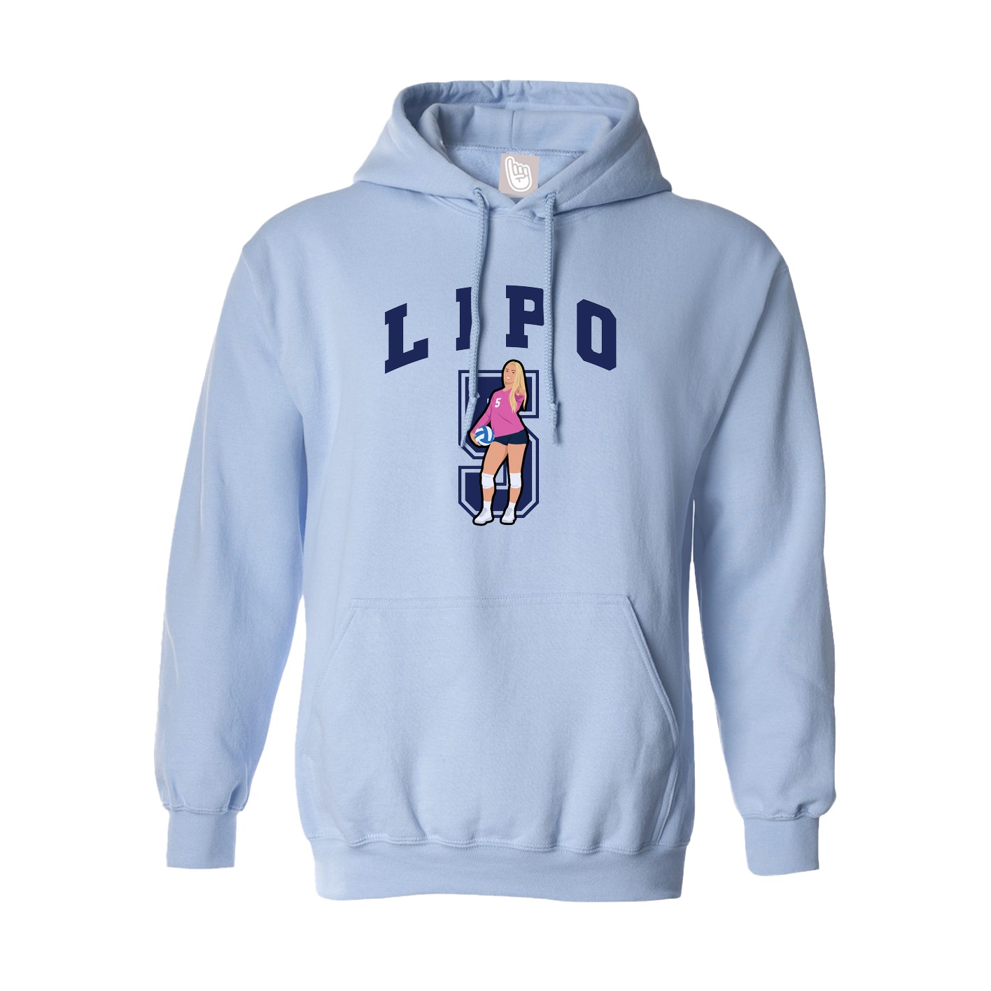 Hoodie — Number in Light Blue