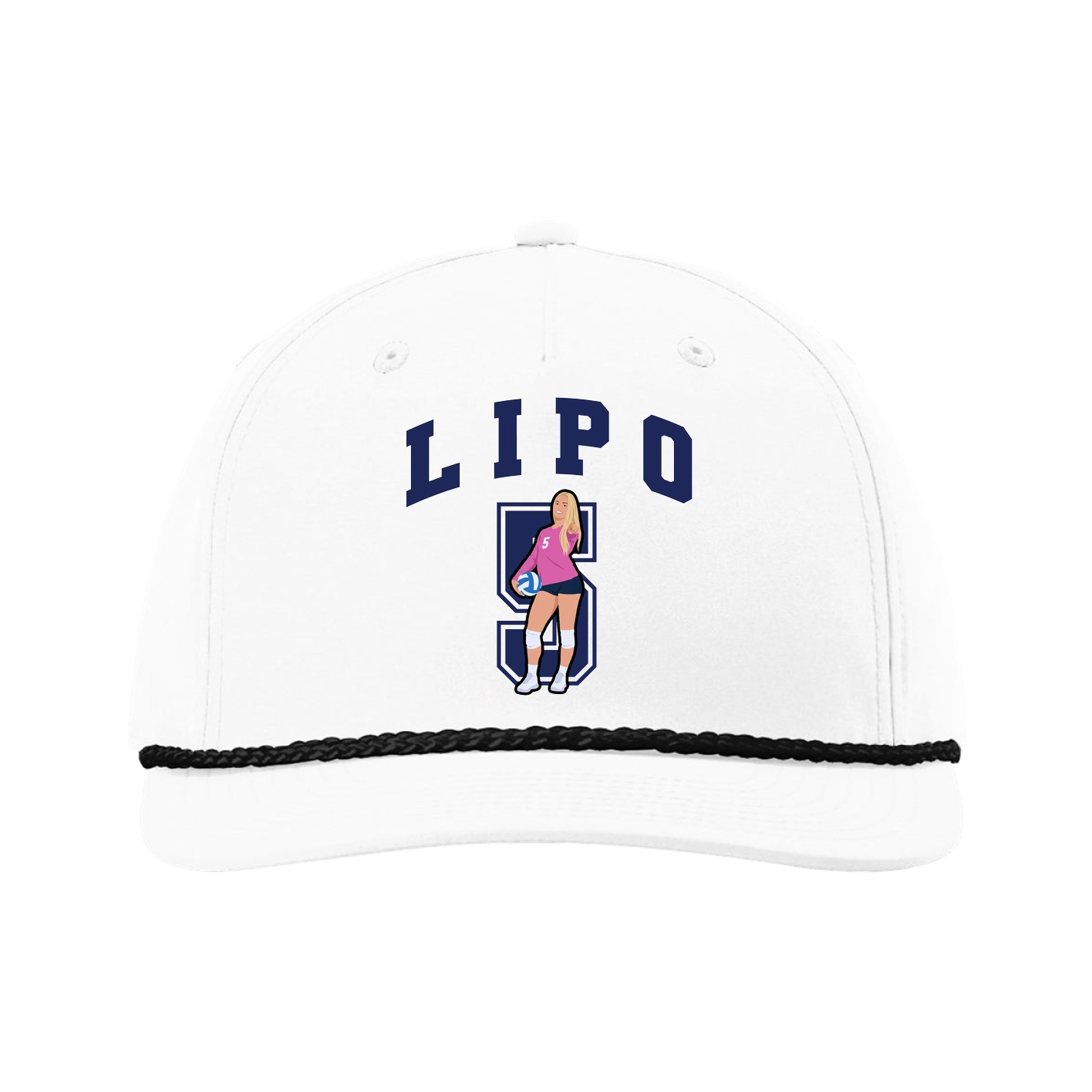 Five-Panel Classic Rope Cap — Number in White