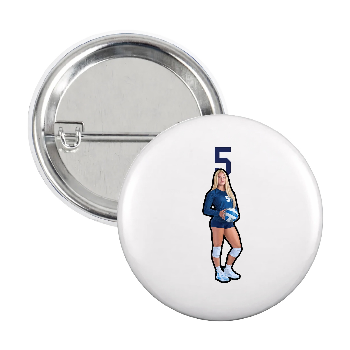 Game Day Button — Number Top in White