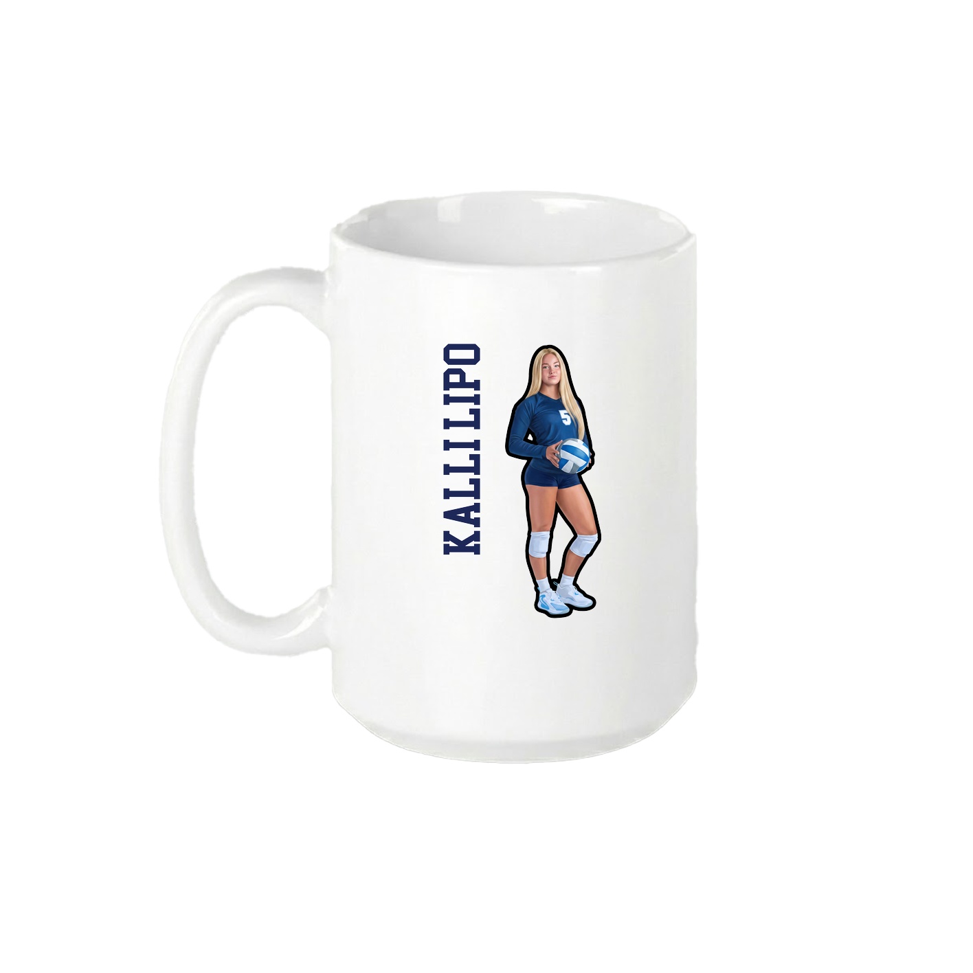 15oz Coffee Mug — Name Vertical in White
