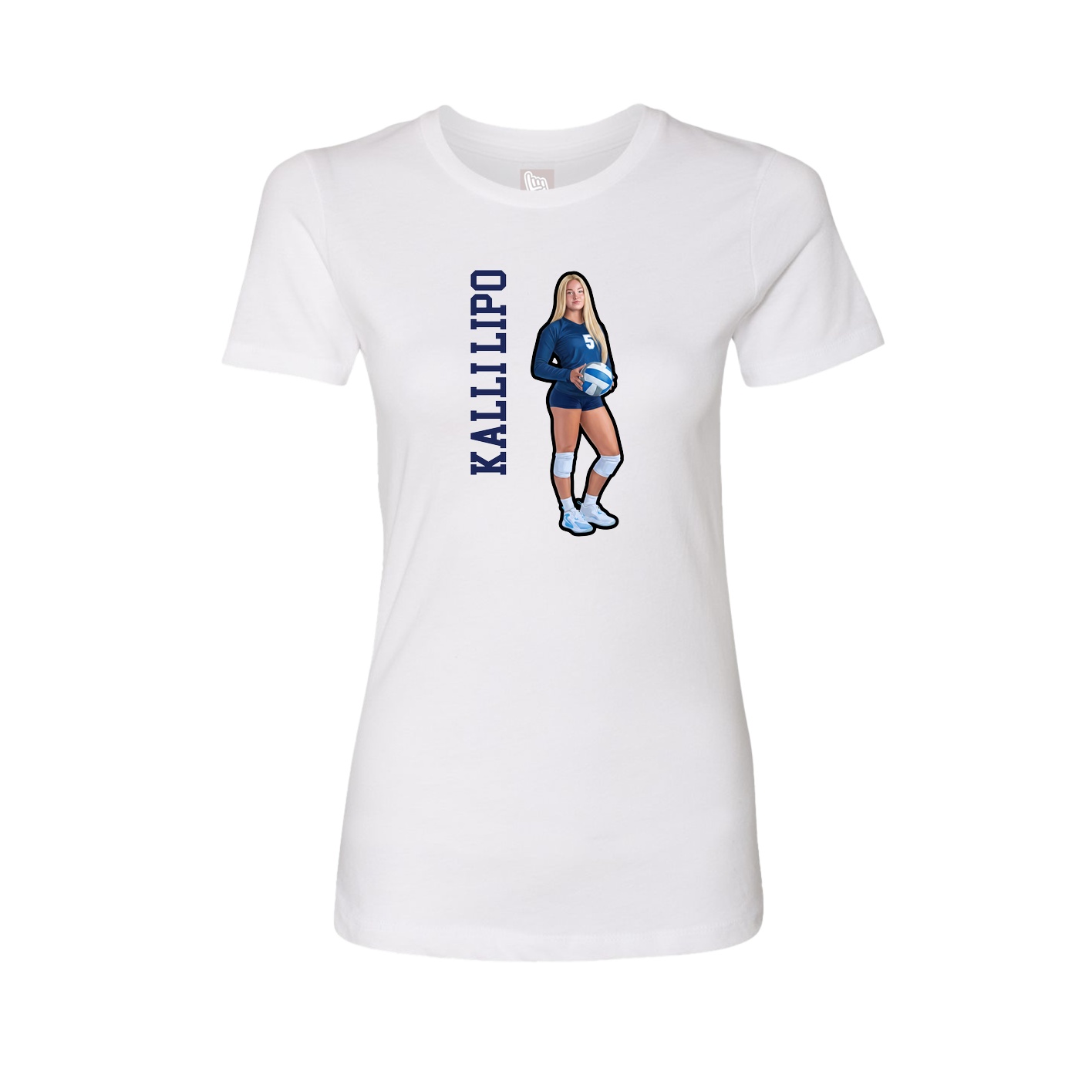 Fitted Women's Tee — Name Vertical in White