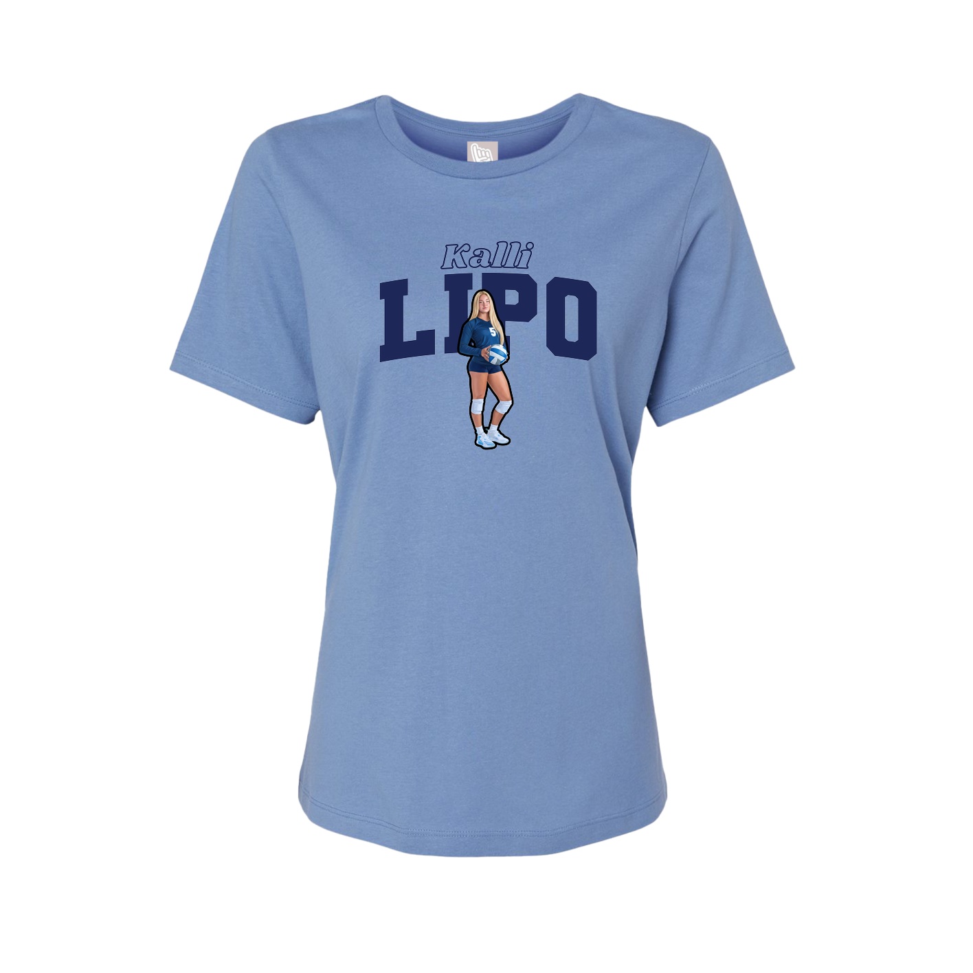 Fitted Women's Tee — Name Arch in Powder Blue