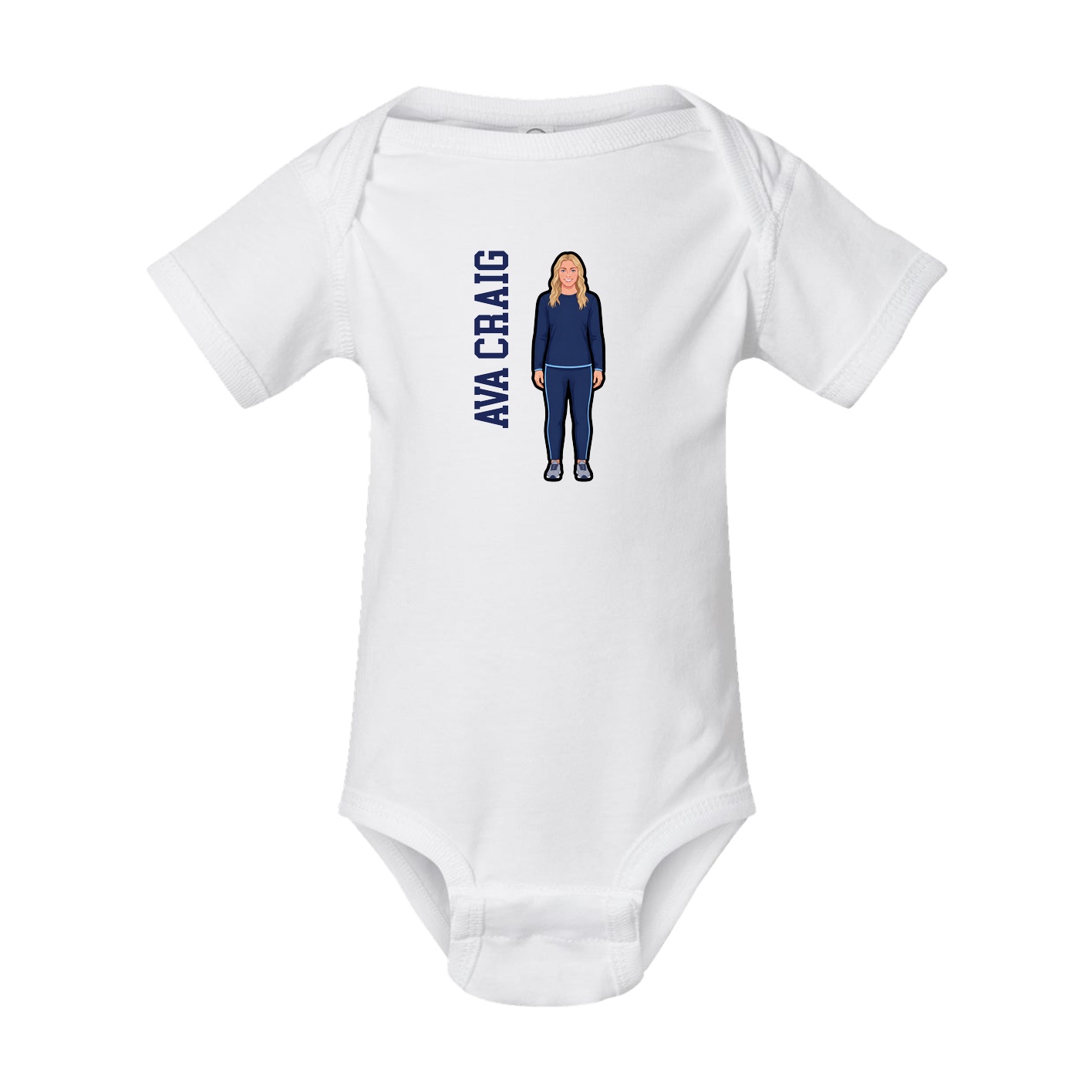 Baby Onesie — Name Vertical in White