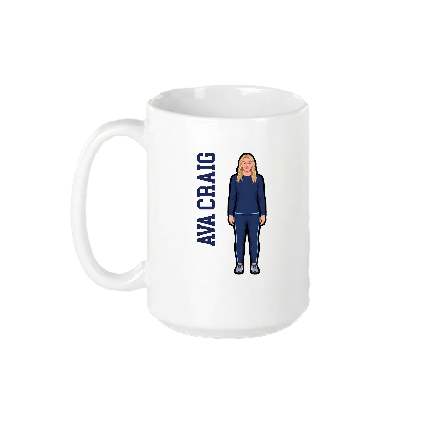 15oz Coffee Mug — Name Vertical in White