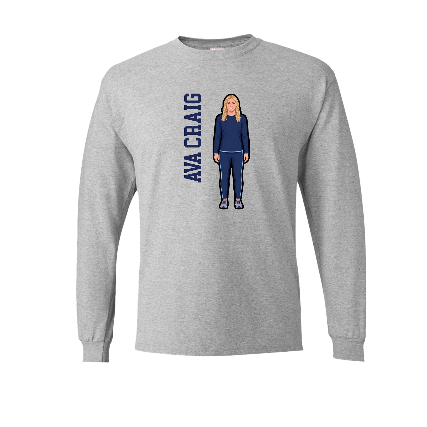 Long Sleeve Tee — Name Vertical in Grey