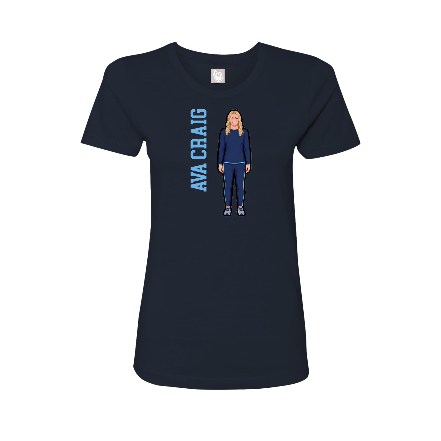 Fitted Women's Tee — Name Vertical in Navy