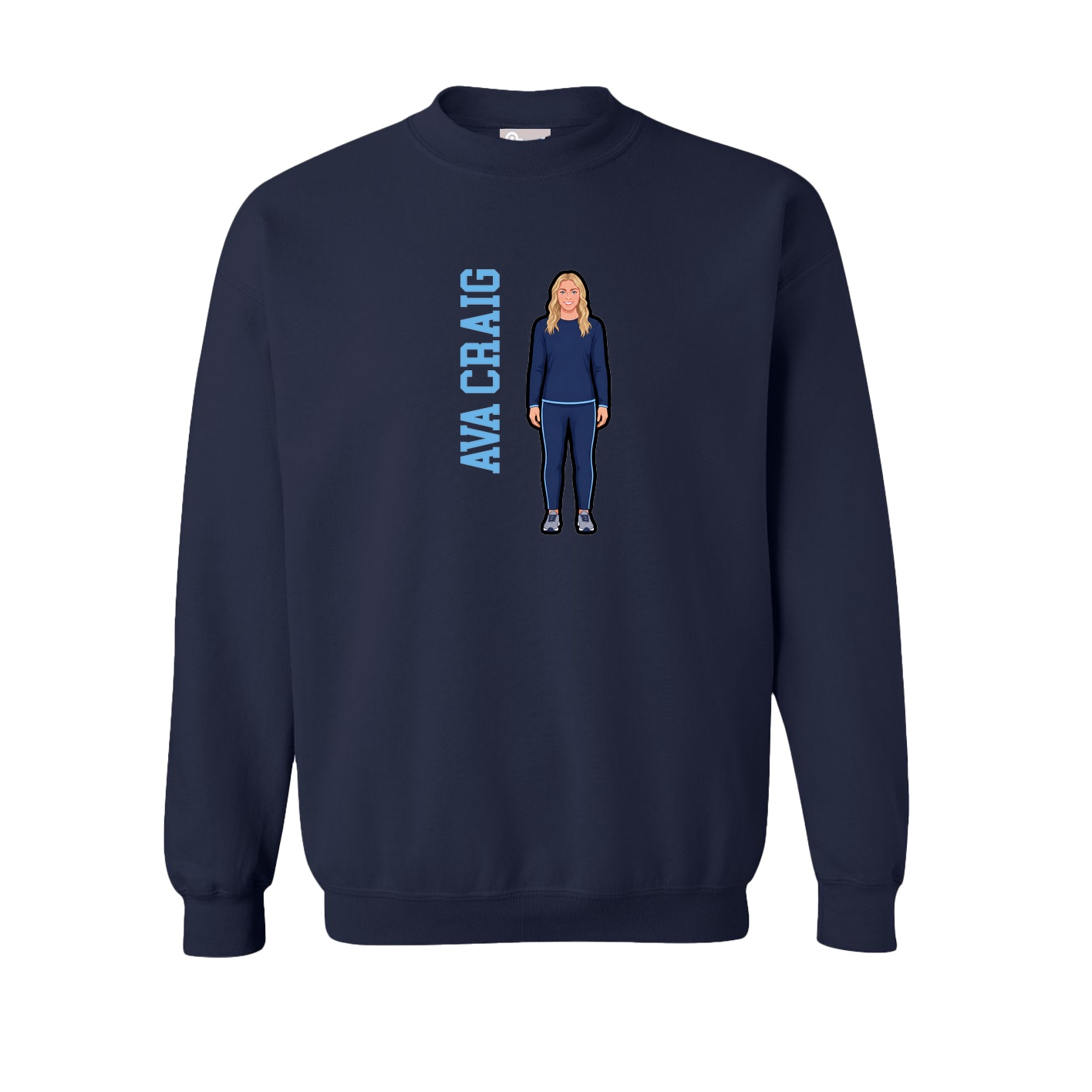 Fleece Crew — Name Vertical in Navy