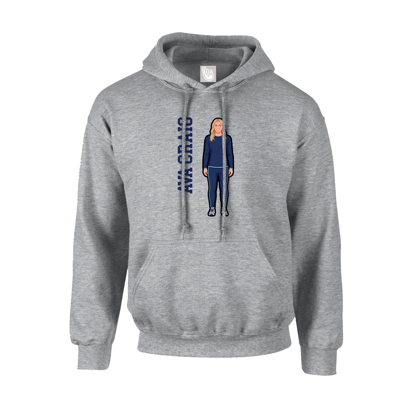 Youth Hoodie — Name Vertical in Grey