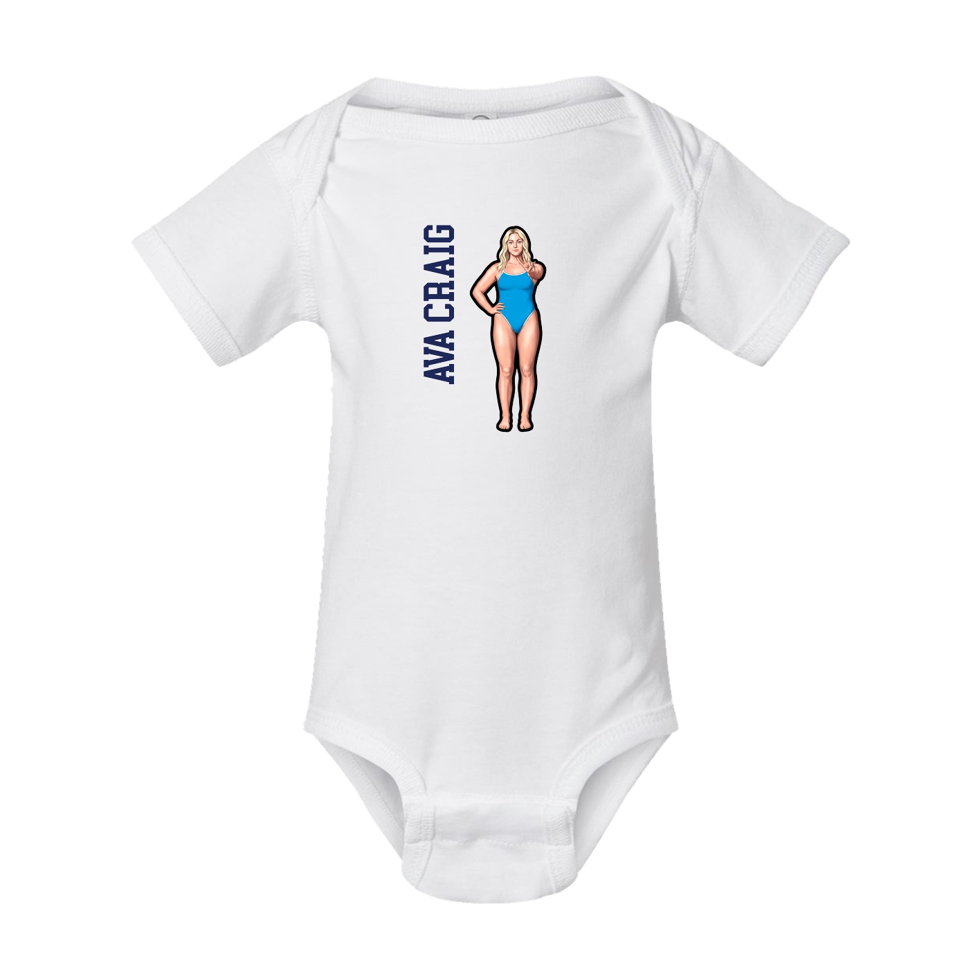 Baby Onesie — Name Vertical in White