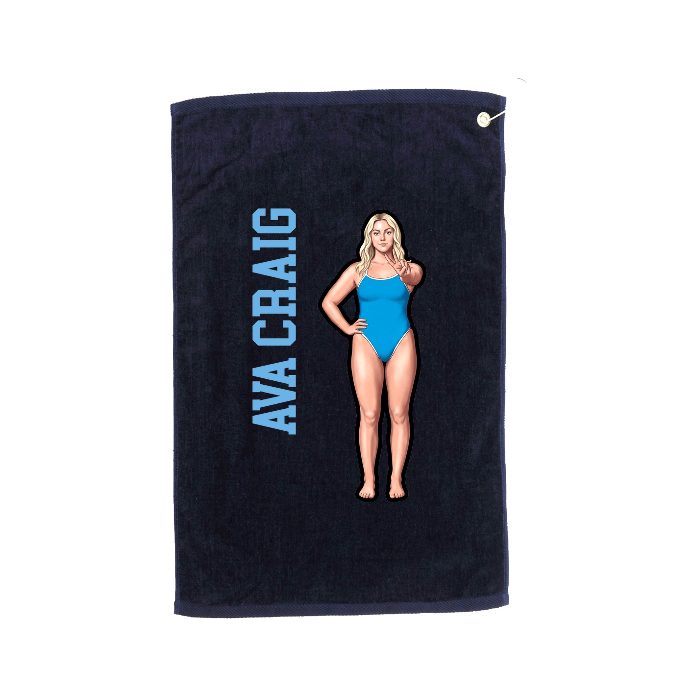 Golf Towel — Name Vertical in Navy