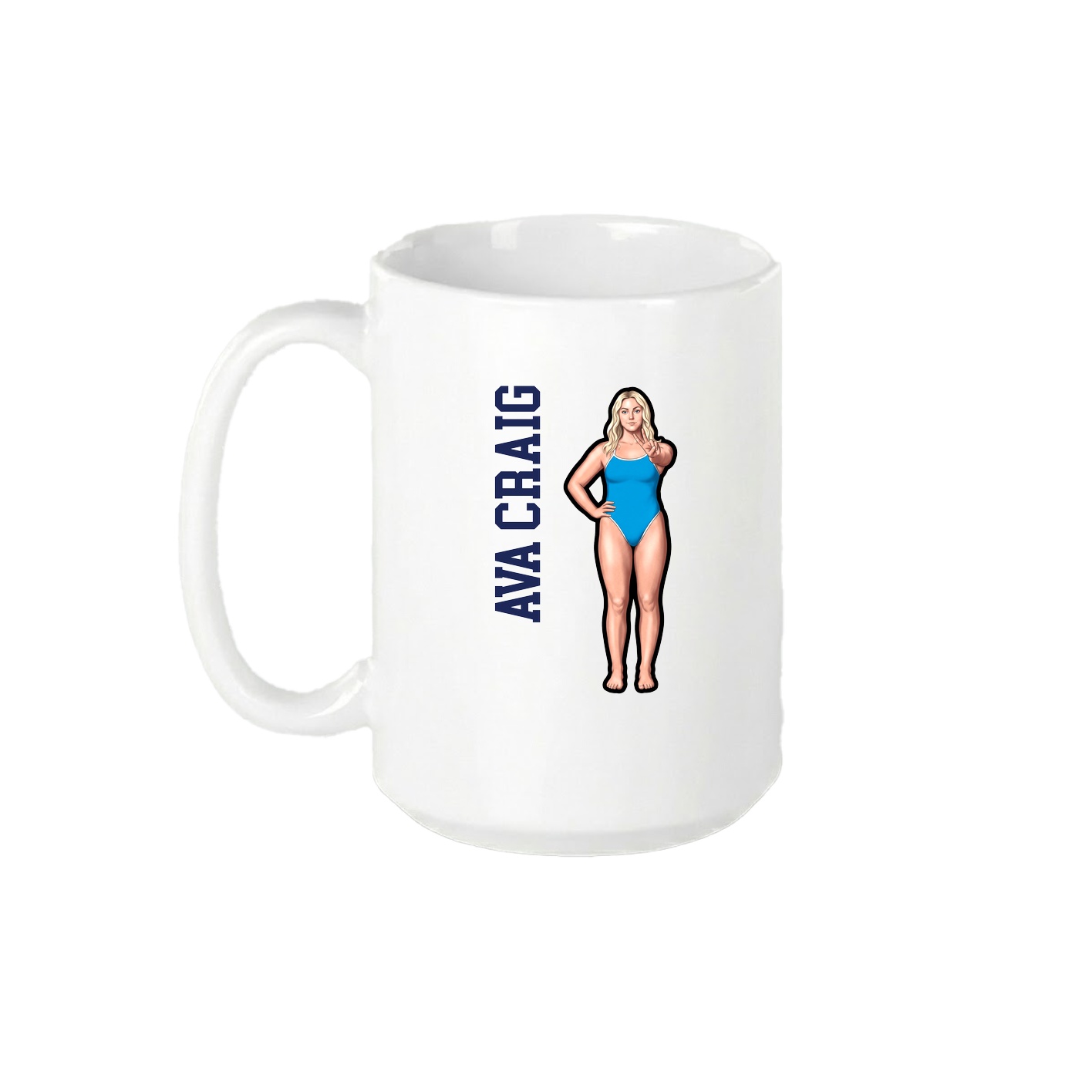 15oz Coffee Mug — Name Vertical in White