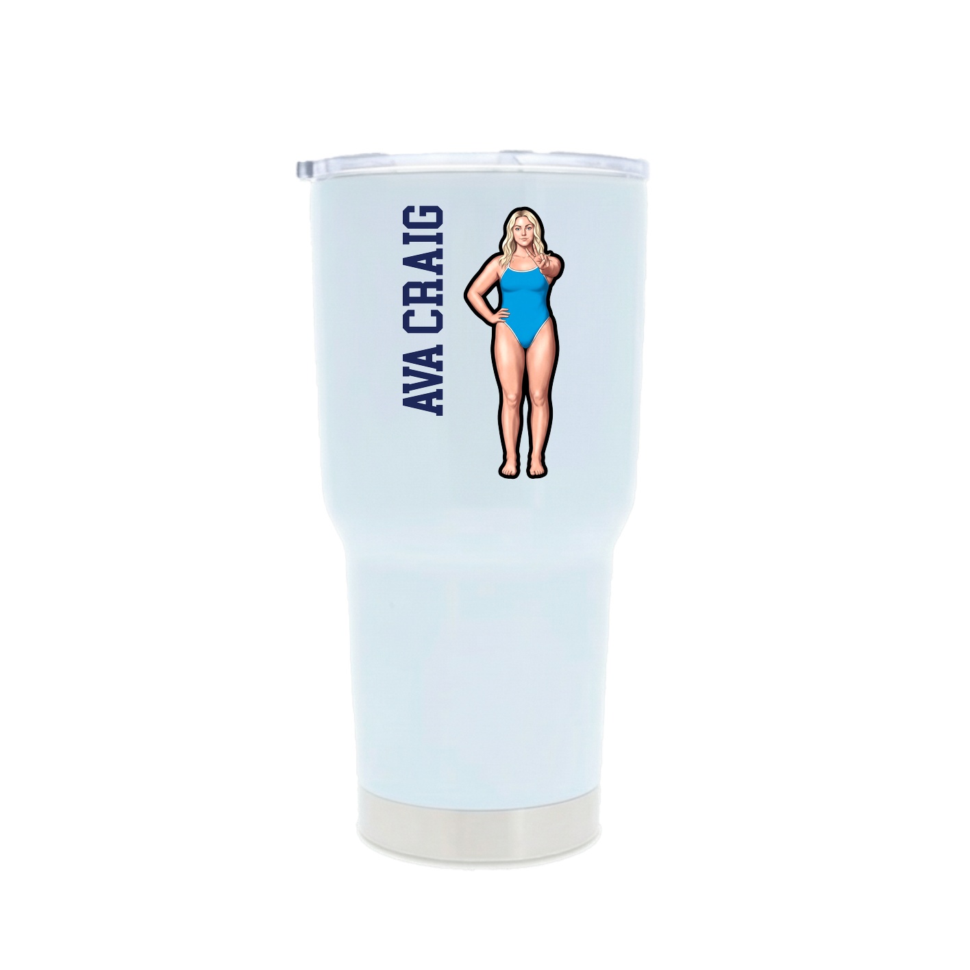 30oz Stainless Steel Tumbler — Name Vertical in White