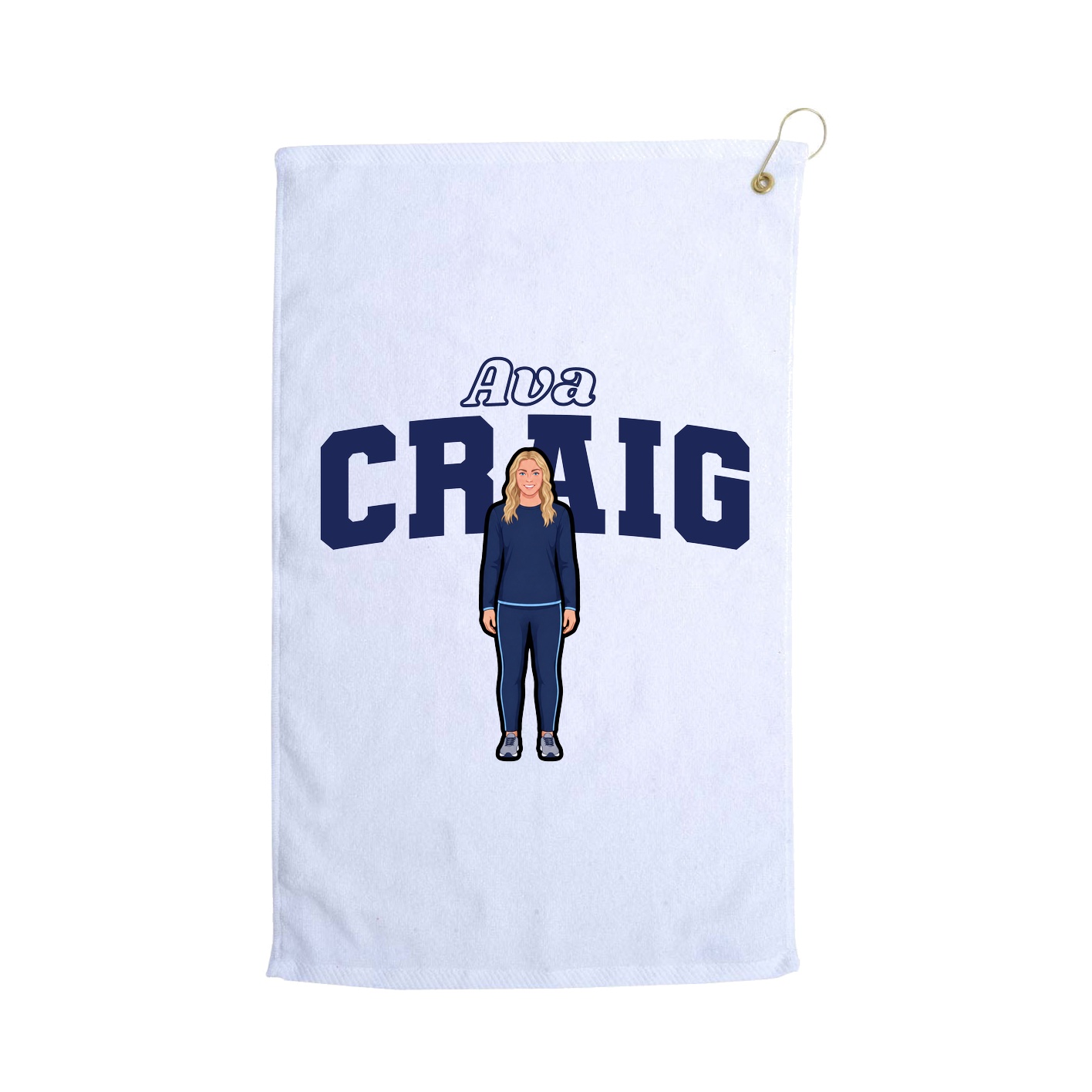 Golf Towel — Name Arch in White