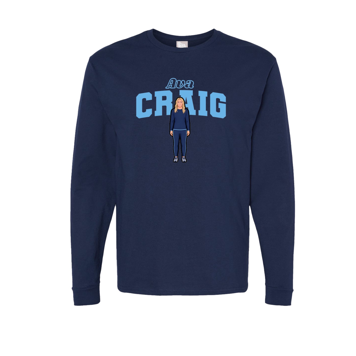 Long Sleeve Tee — Name Arch in Navy