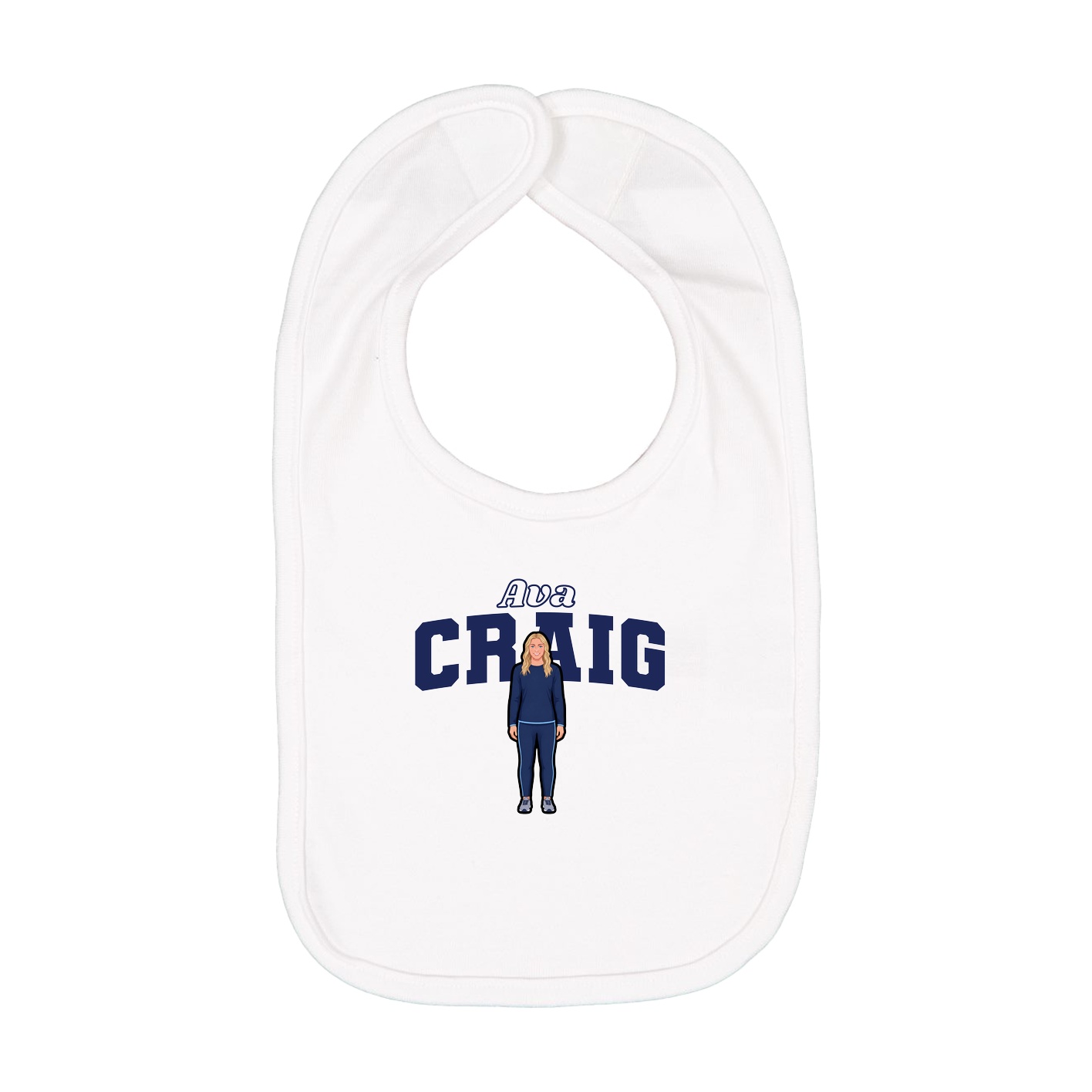 Infant Bib — Name Arch in White