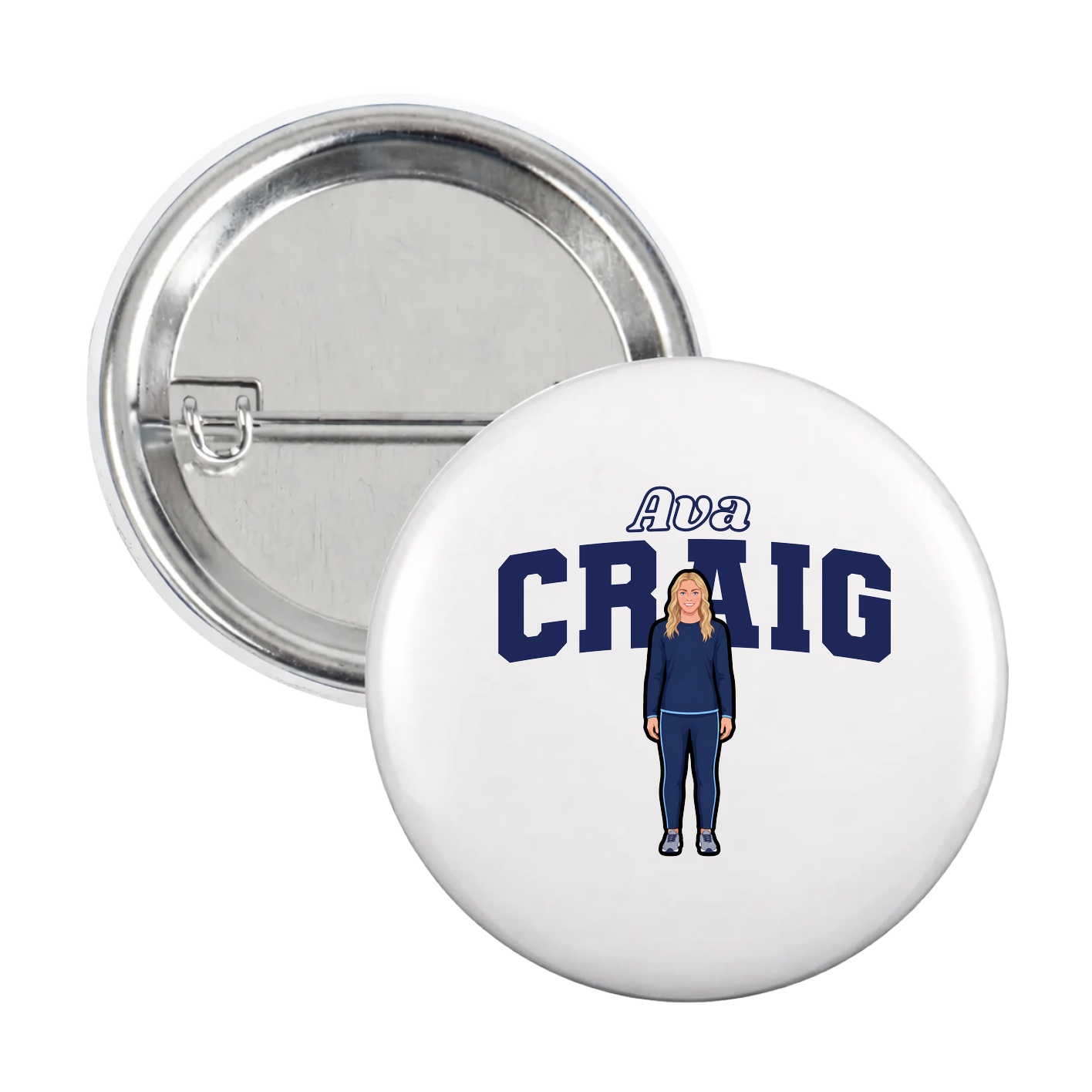 Game Day Button — Name Arch in White