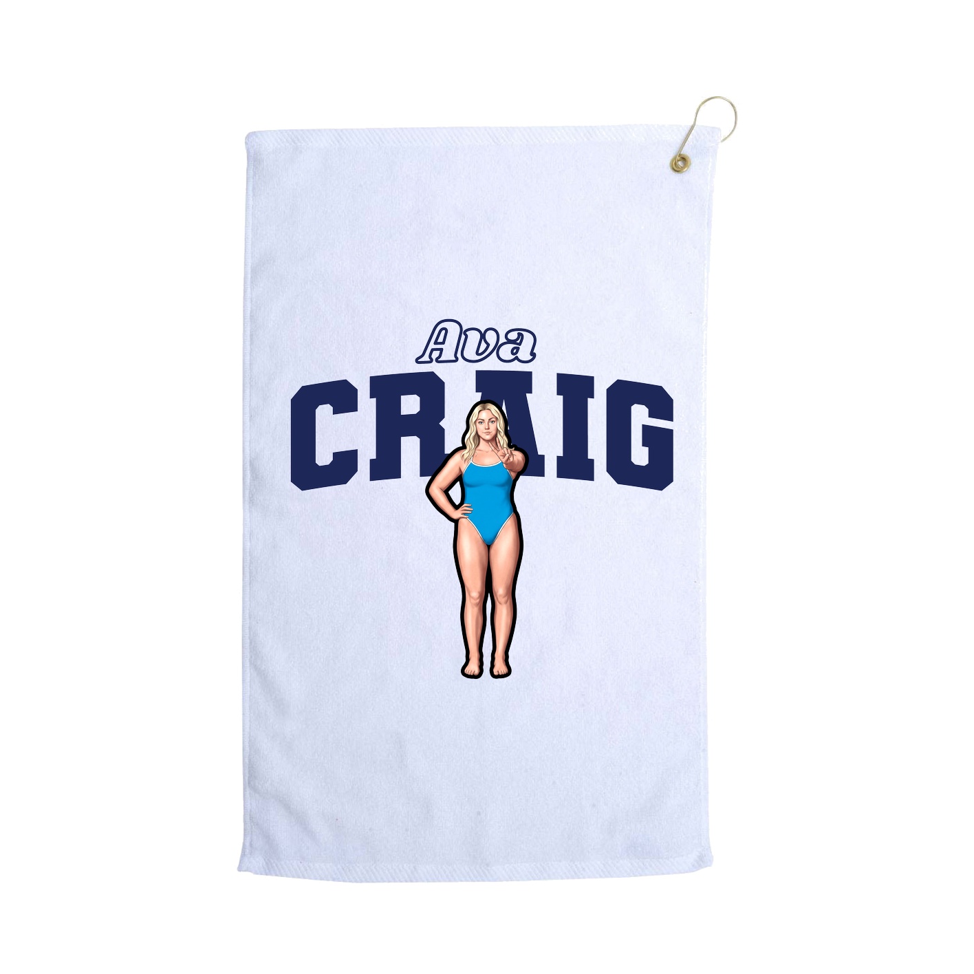 Golf Towel — Name Arch in White