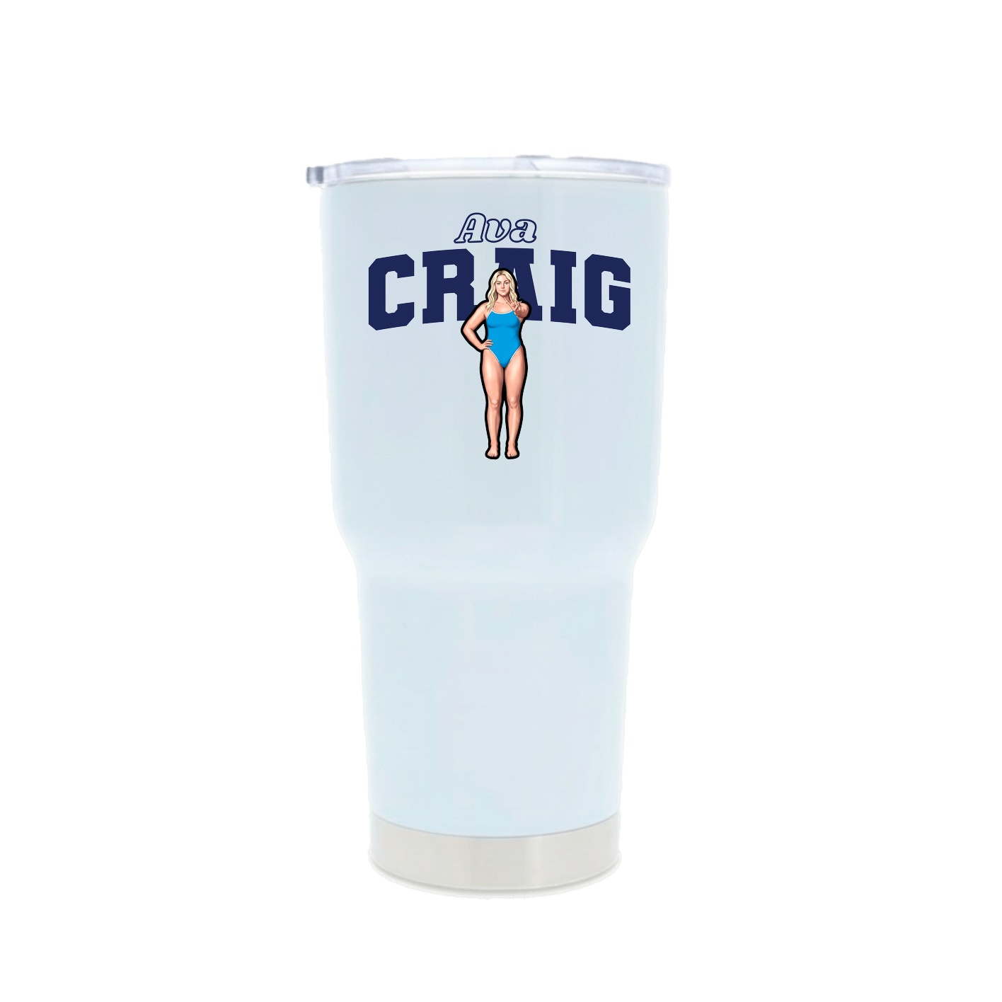 30oz Stainless Steel Tumbler — Name Arch in White