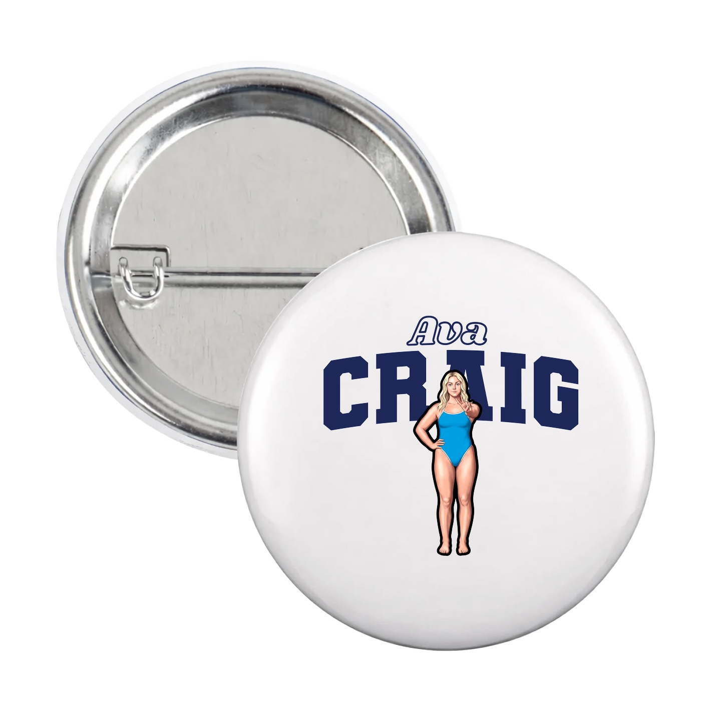 Game Day Button — Name Arch in White