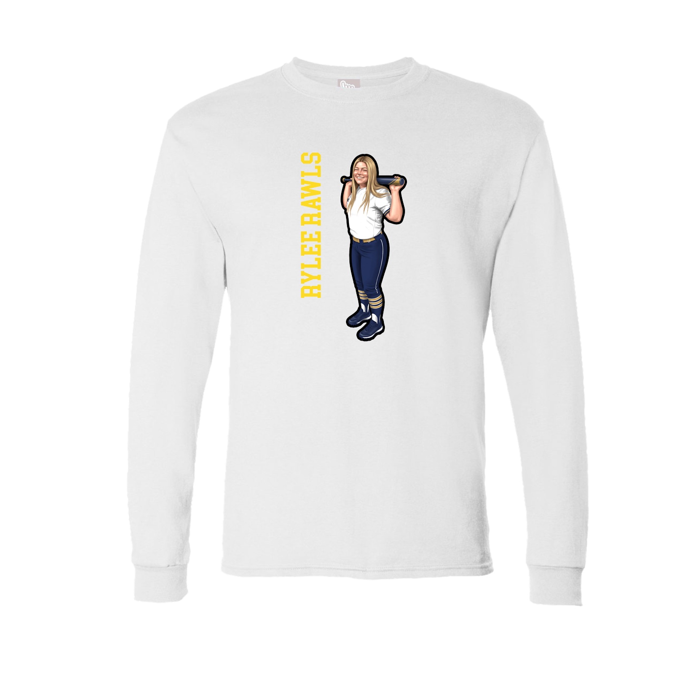 Long Sleeve Tee — Name Vertical in White