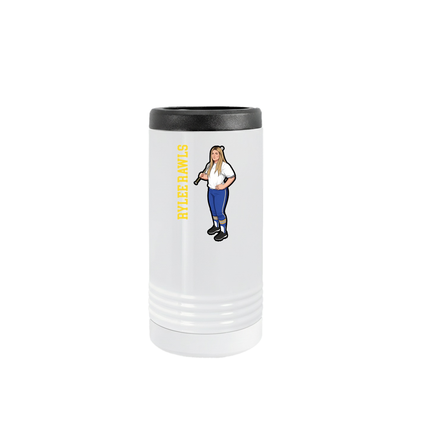 Slim Beverage Holder — Name Vertical in White