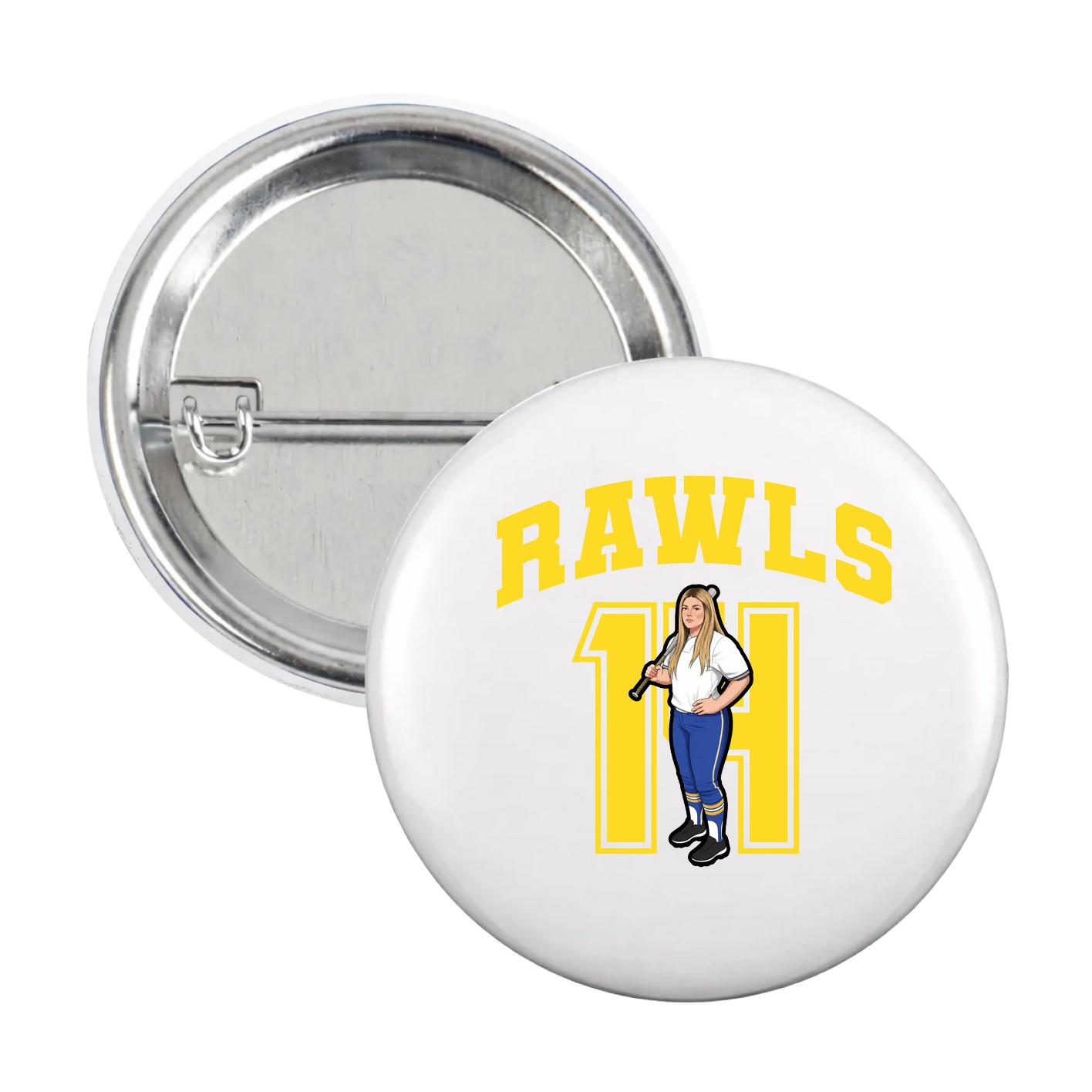 Game Day Button — Number in White