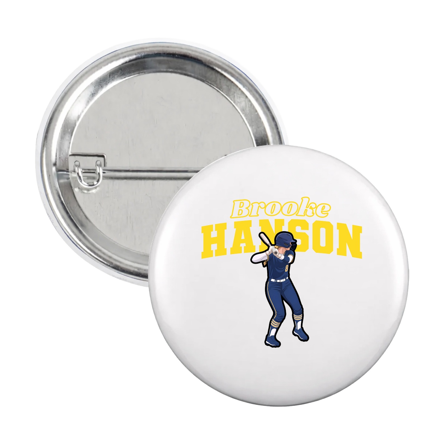 Game Day Button — Name Arch in White