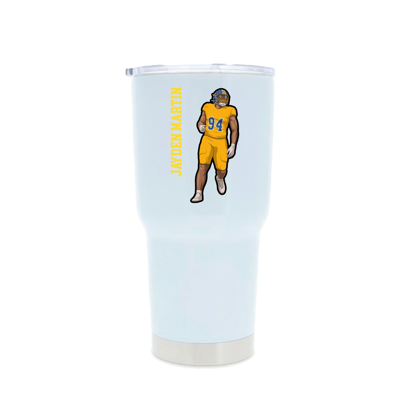 30oz Stainless Steel Tumbler — Name Vertical in White