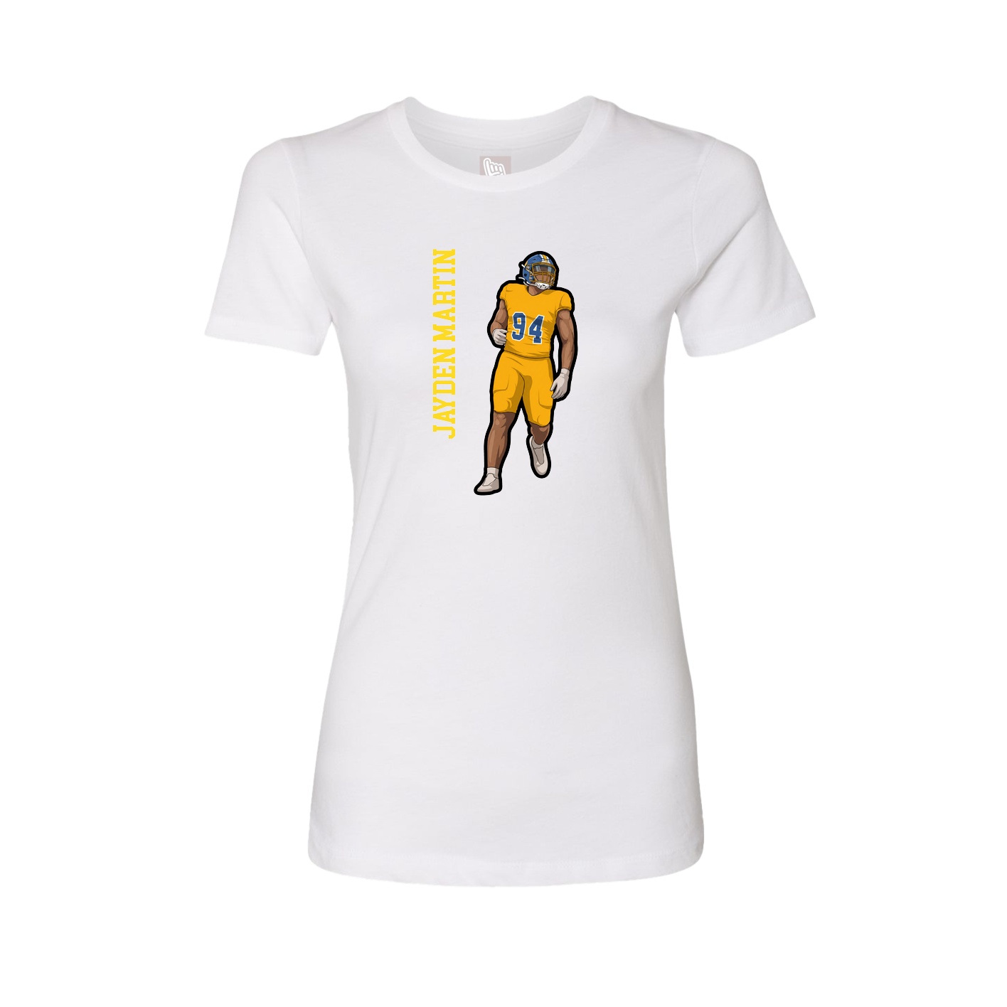 Fitted Women's Tee — Name Vertical in White
