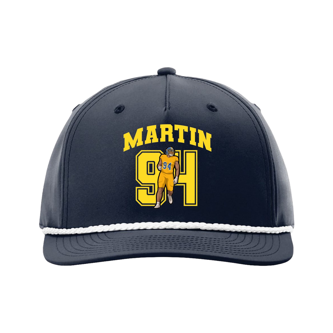 Five-Panel Classic Rope Cap — Number in Navy