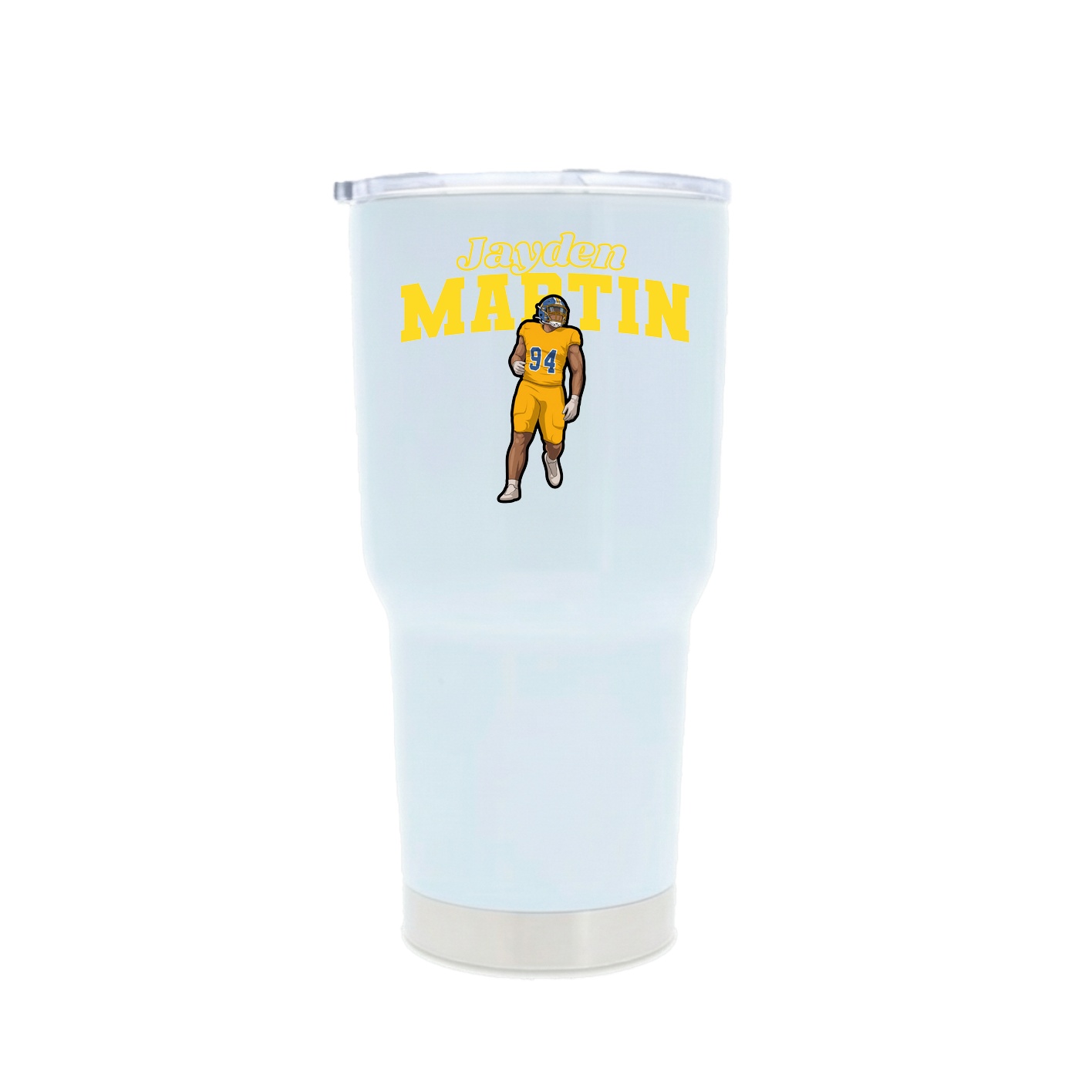 30oz Stainless Steel Tumbler — Name Arch in White