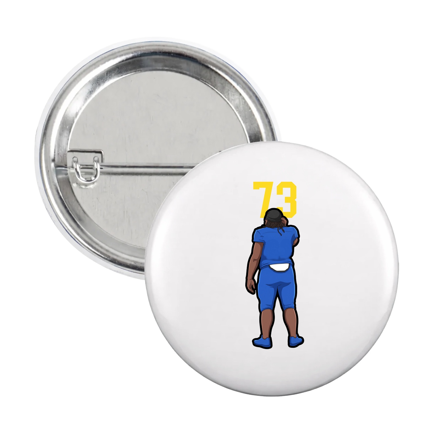 Game Day Button — Number Top in White