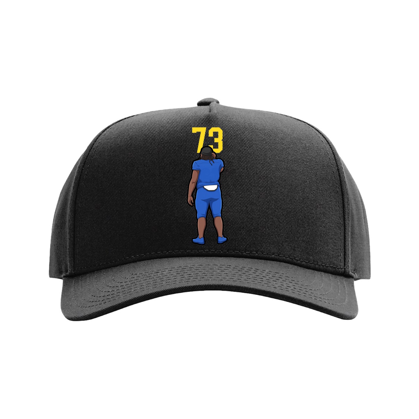 Full Fabric Five-Panel Champ Cap — Number Top in Black