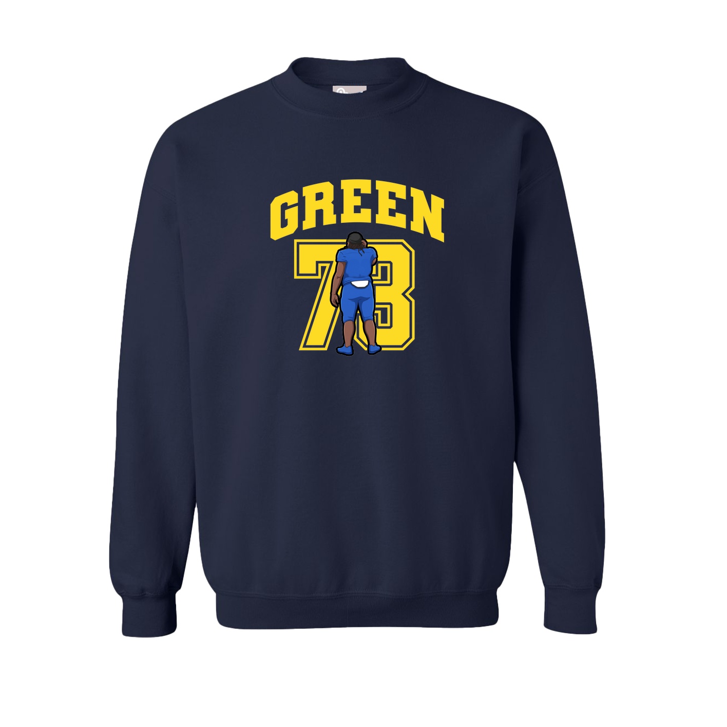 Fleece Crew — Number in Navy