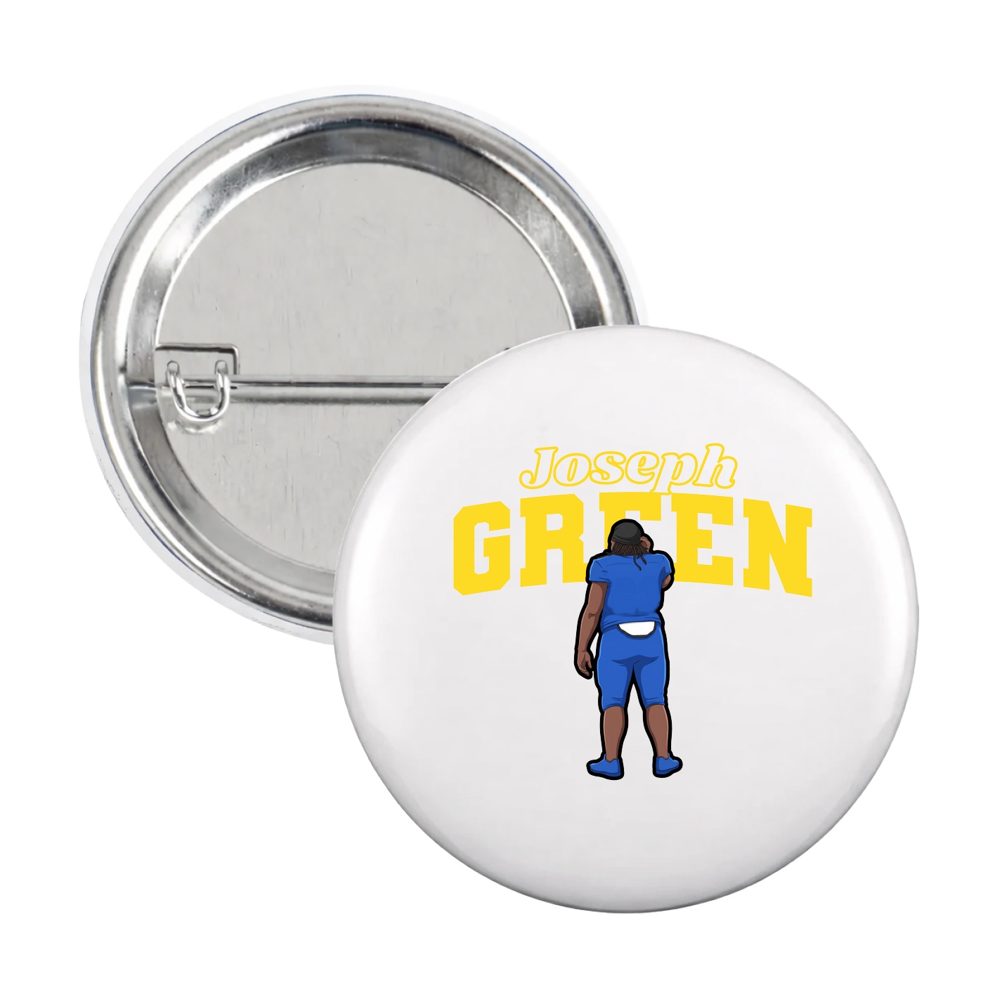 Game Day Button — Name Arch in White