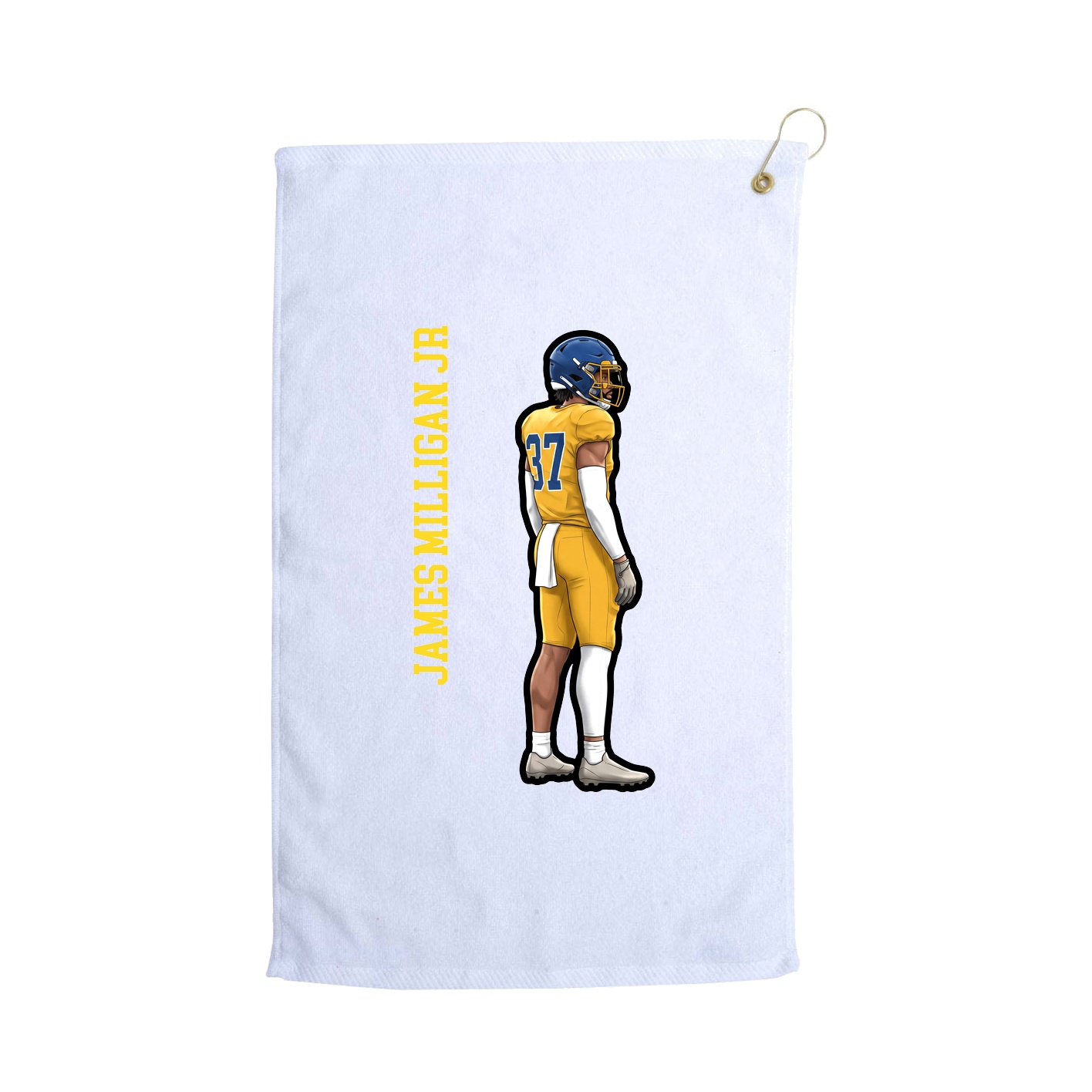 Golf Towel — Name Vertical in White