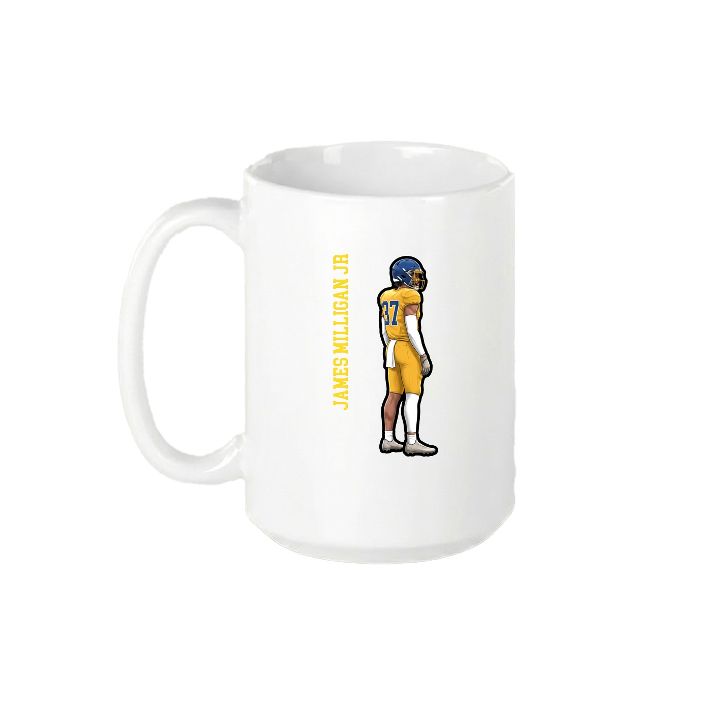 15oz Coffee Mug — Name Vertical in White