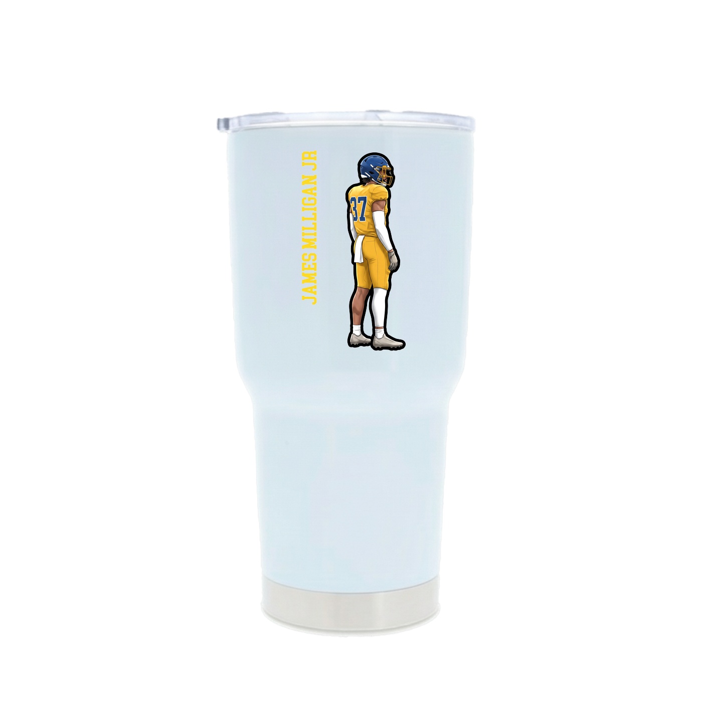 30oz Stainless Steel Tumbler — Name Vertical in White