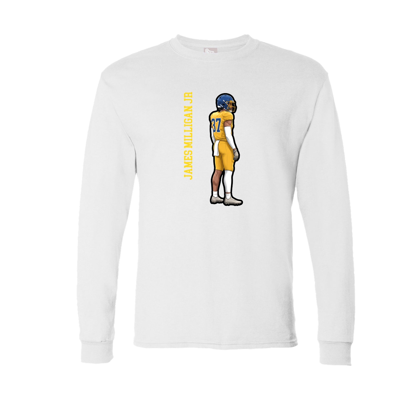 Long Sleeve Tee — Name Vertical in White