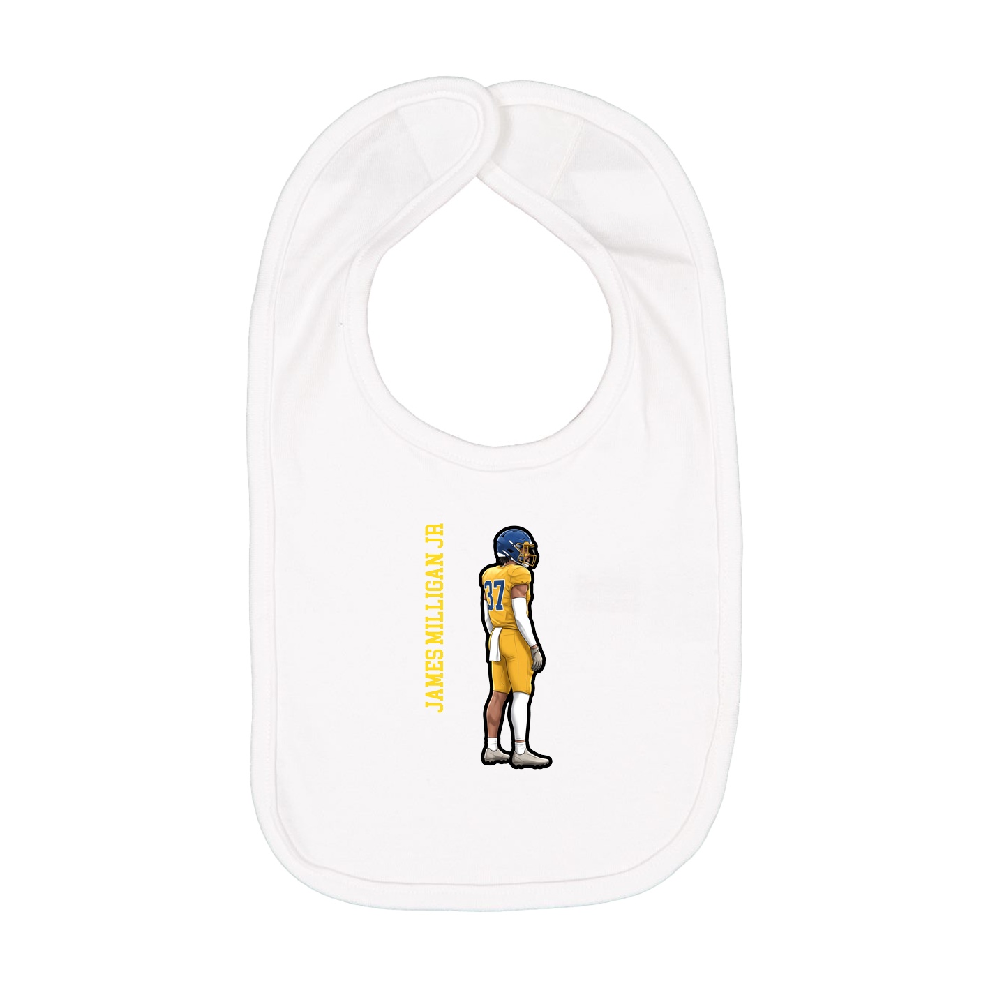 Infant Bib — Name Vertical in White