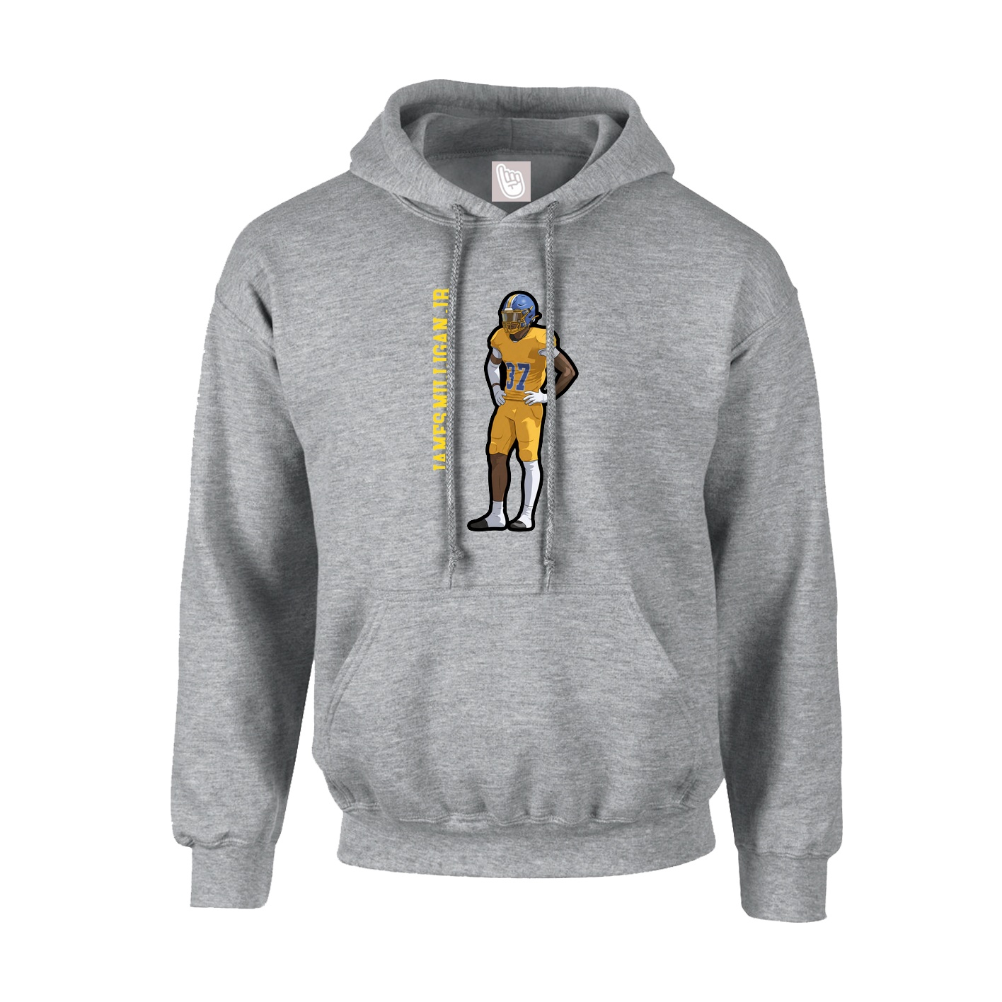 Youth Hoodie — Name Vertical in Grey
