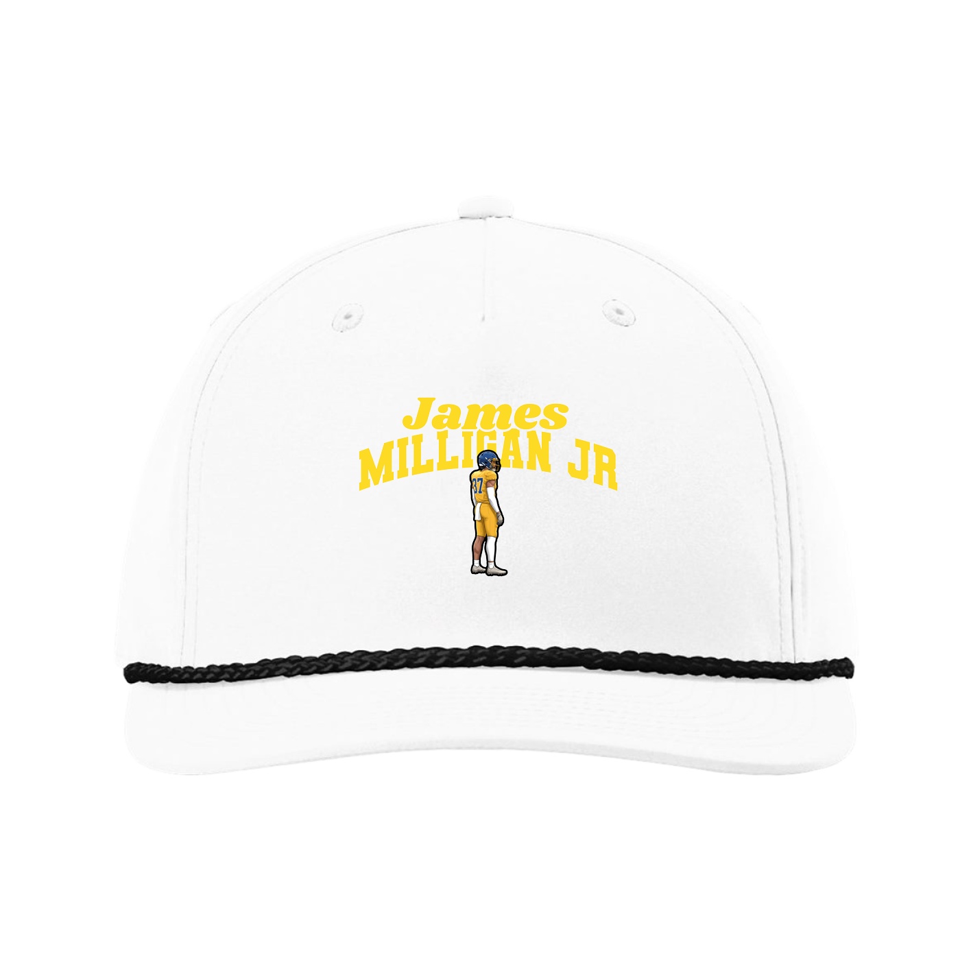 Five-Panel Classic Rope Cap — Signature Arch in White