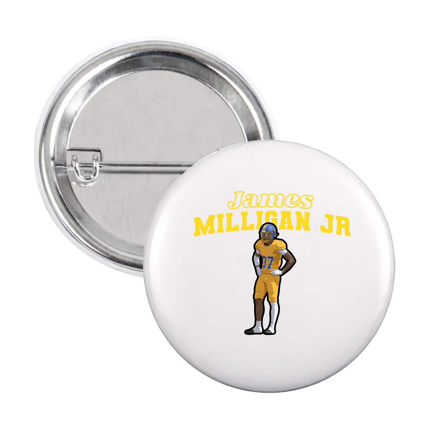 Game Day Button — Name Arch in White