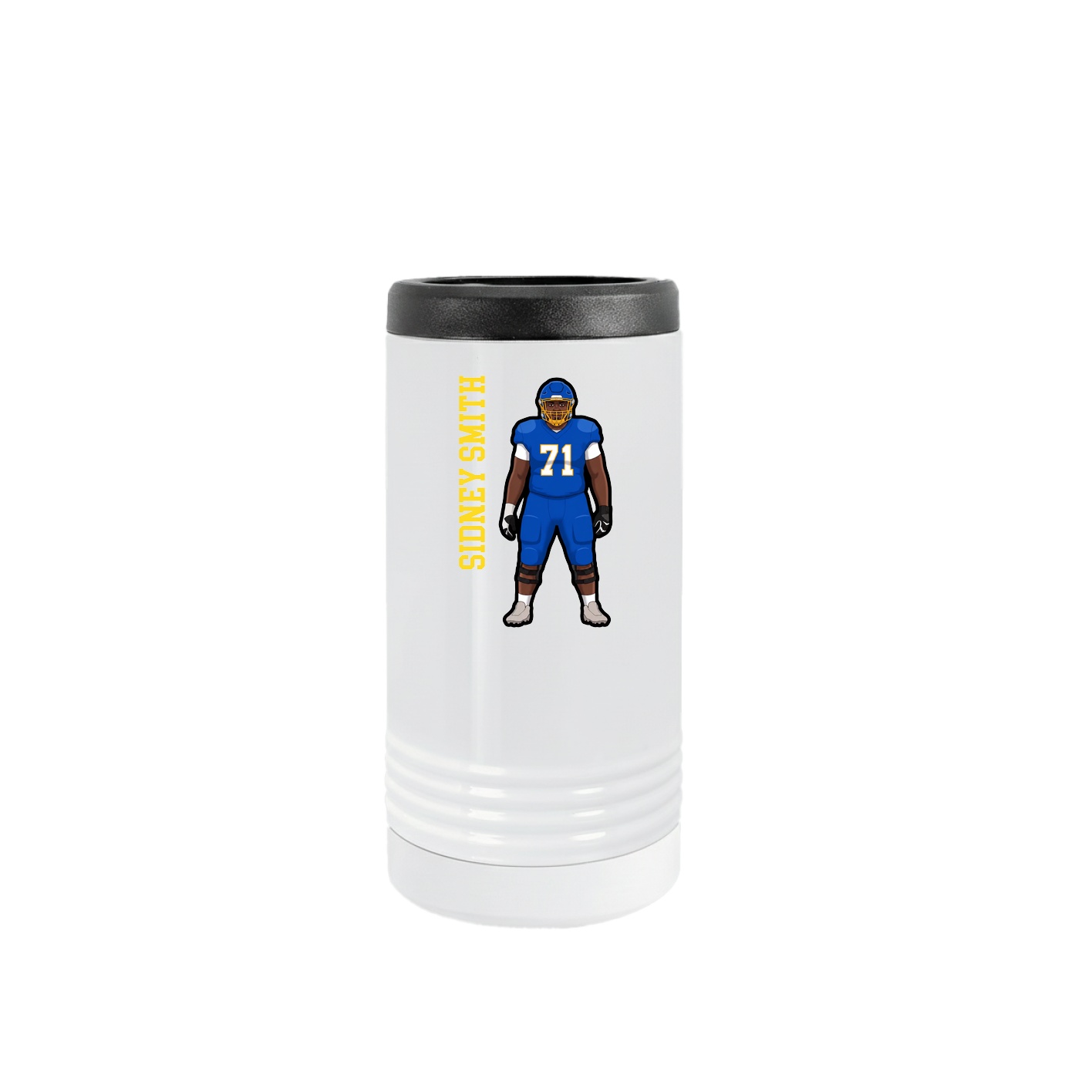 Slim Beverage Holder — Name Vertical in White